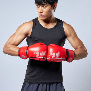 cult Premium Leather Boxing Gloves for Men & Women Foam Padding Punching Bag Gloves for Boxing, Training, Kickboxing, Muay Thai, MMA Boxing Gloves Red