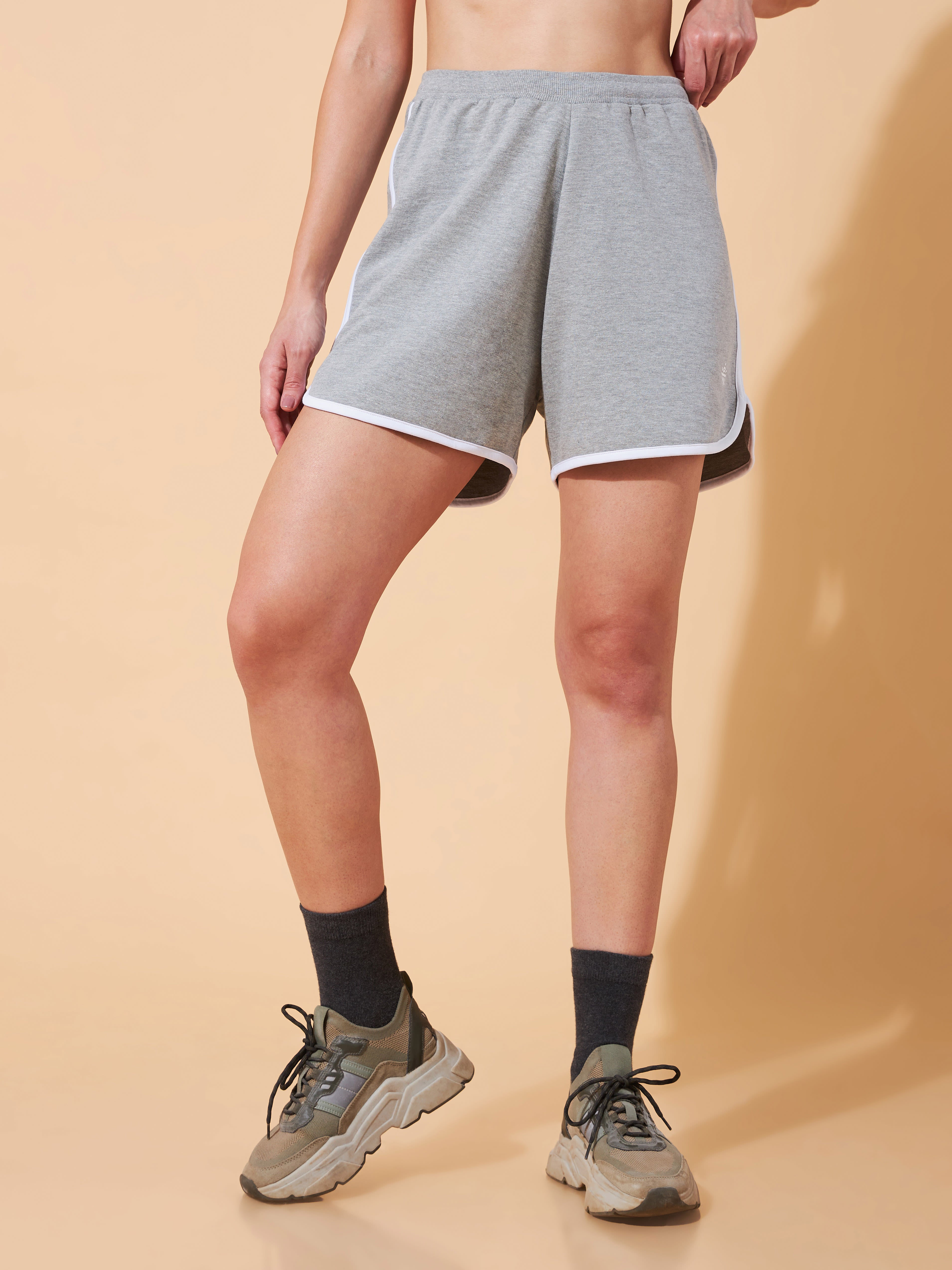 Grey Dolphin Hem Shorts for Women