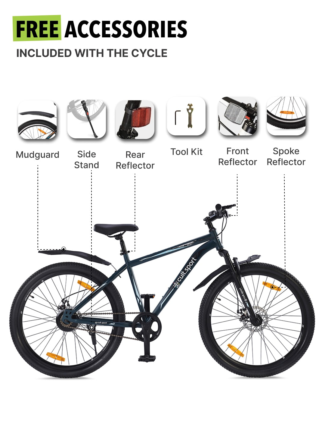 CARBIDE27.5TBLUE Steel Single Speed Mountain Cycle, Front Suspension, Disc Brake and  Double Wall Rim