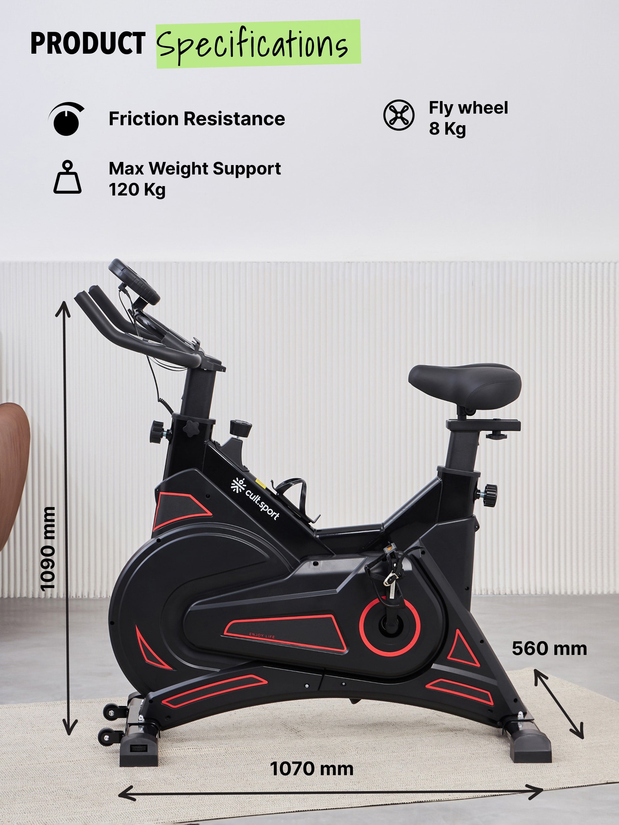 CS Corby | 8kg Flywheel | Max Weight-120kg | Friction Resistance (with 6 months extended warranty)