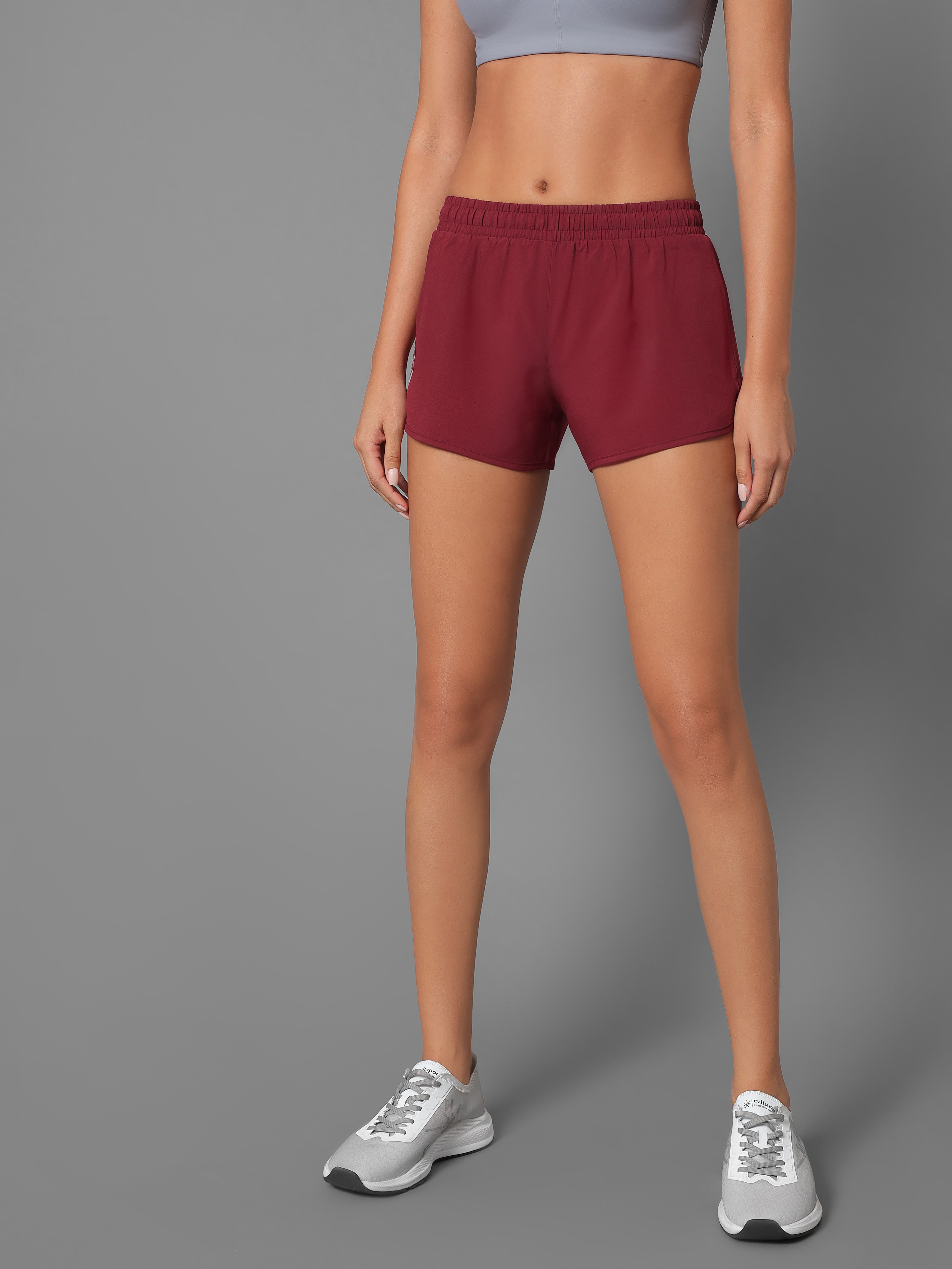 Women's Maroon Solid Workout Shorts
