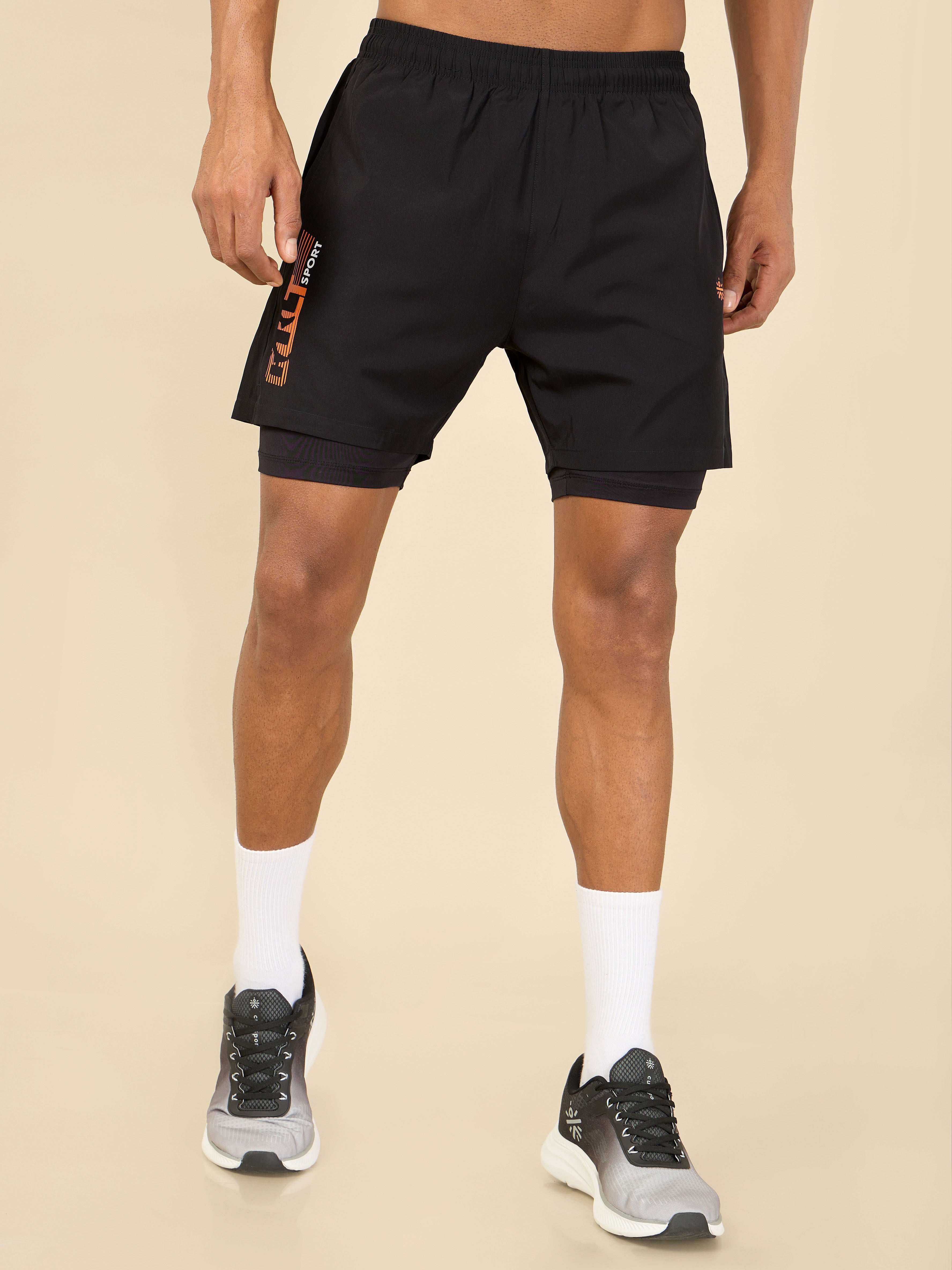 Typographic Print Shorts with Inner Tights