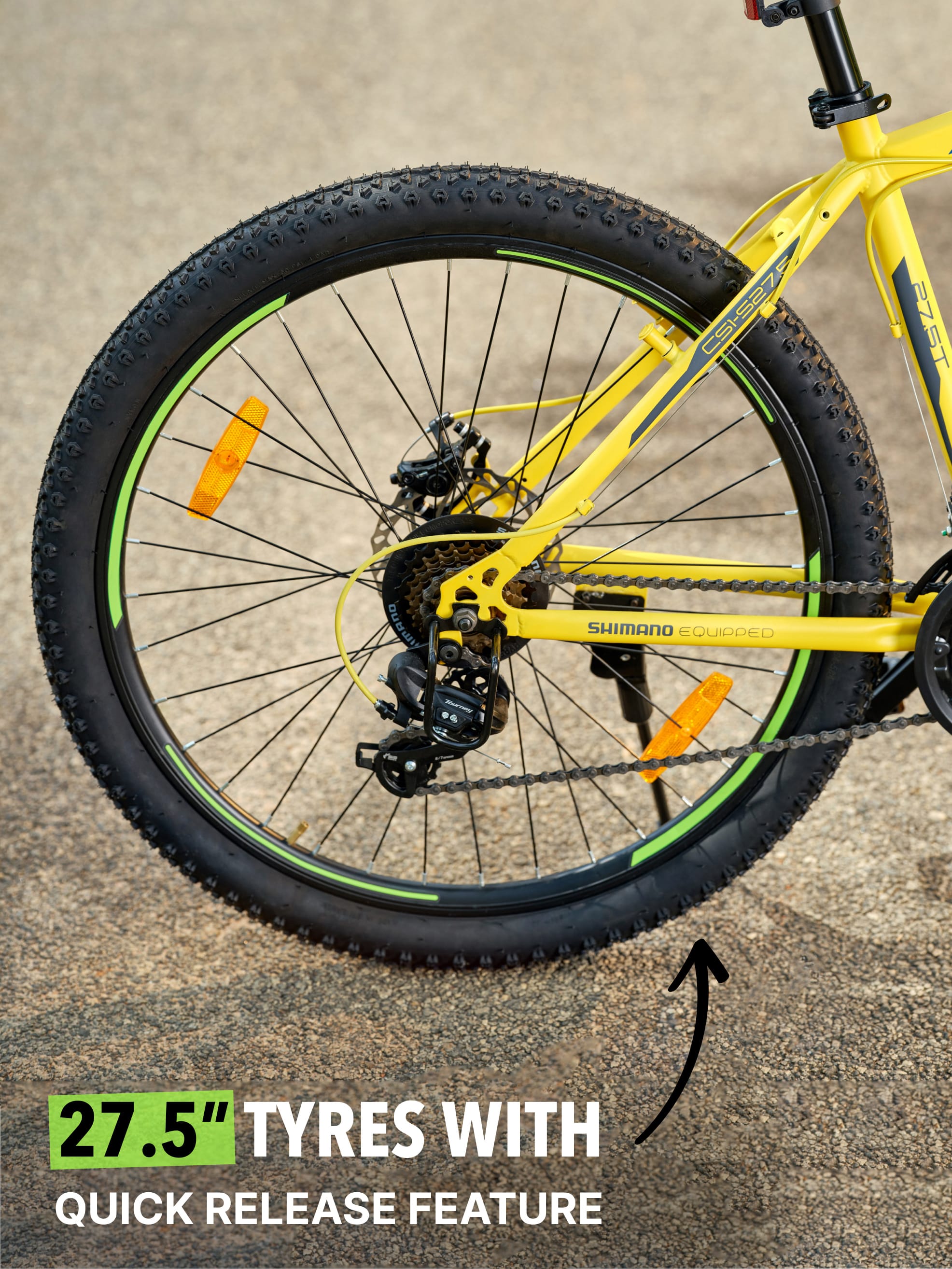 Rimo Steel 21 Speed Shimano Gear 27.5 inch Mountain Cycle, Dual Disc Brake, Front Suspension Double Wall Alloy Rim, Yellow, Free Trainer Sessions, Cycling Event