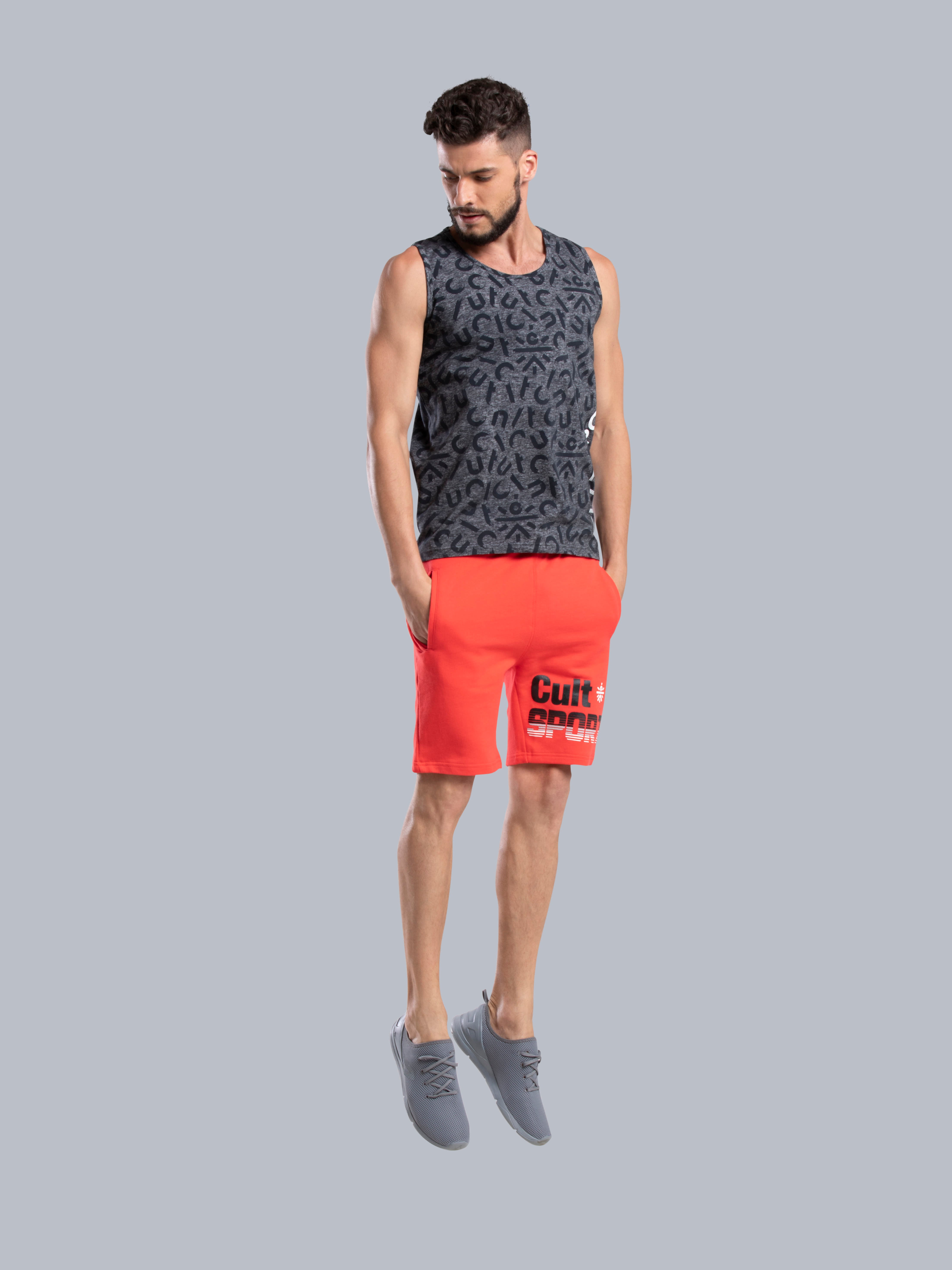 Mens Sport Moto Red Street Shorts