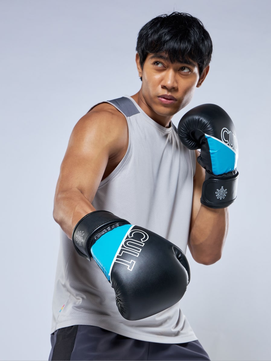 cult PVC Boxing Gloves for Men & Women Foam Padding Thickness 25 mm Punching Bag Gloves for Boxing, Training, Kickboxing, Muay Thai, MMA Blue White