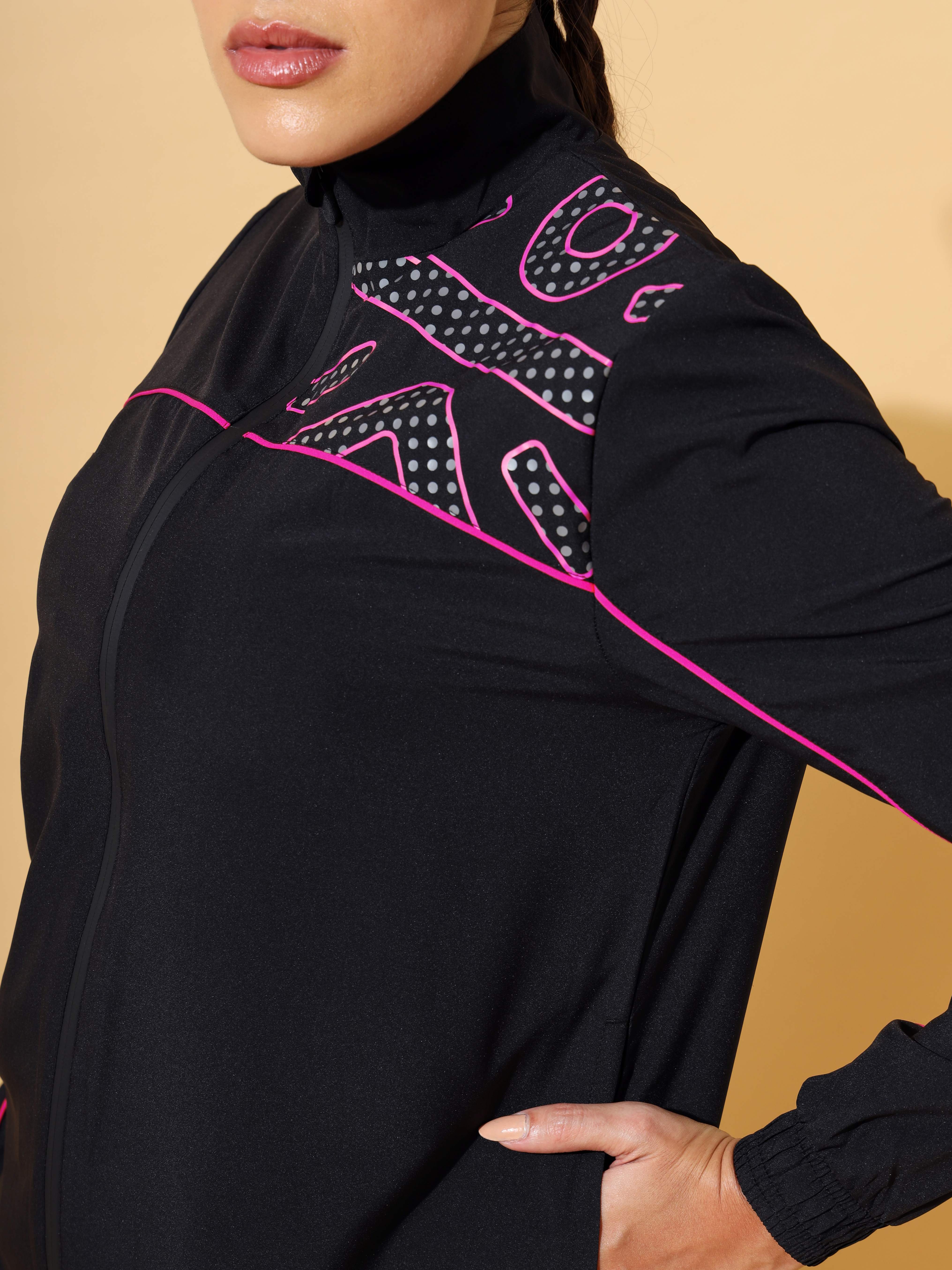 Active Zip Through Jacket with Contrast Piping