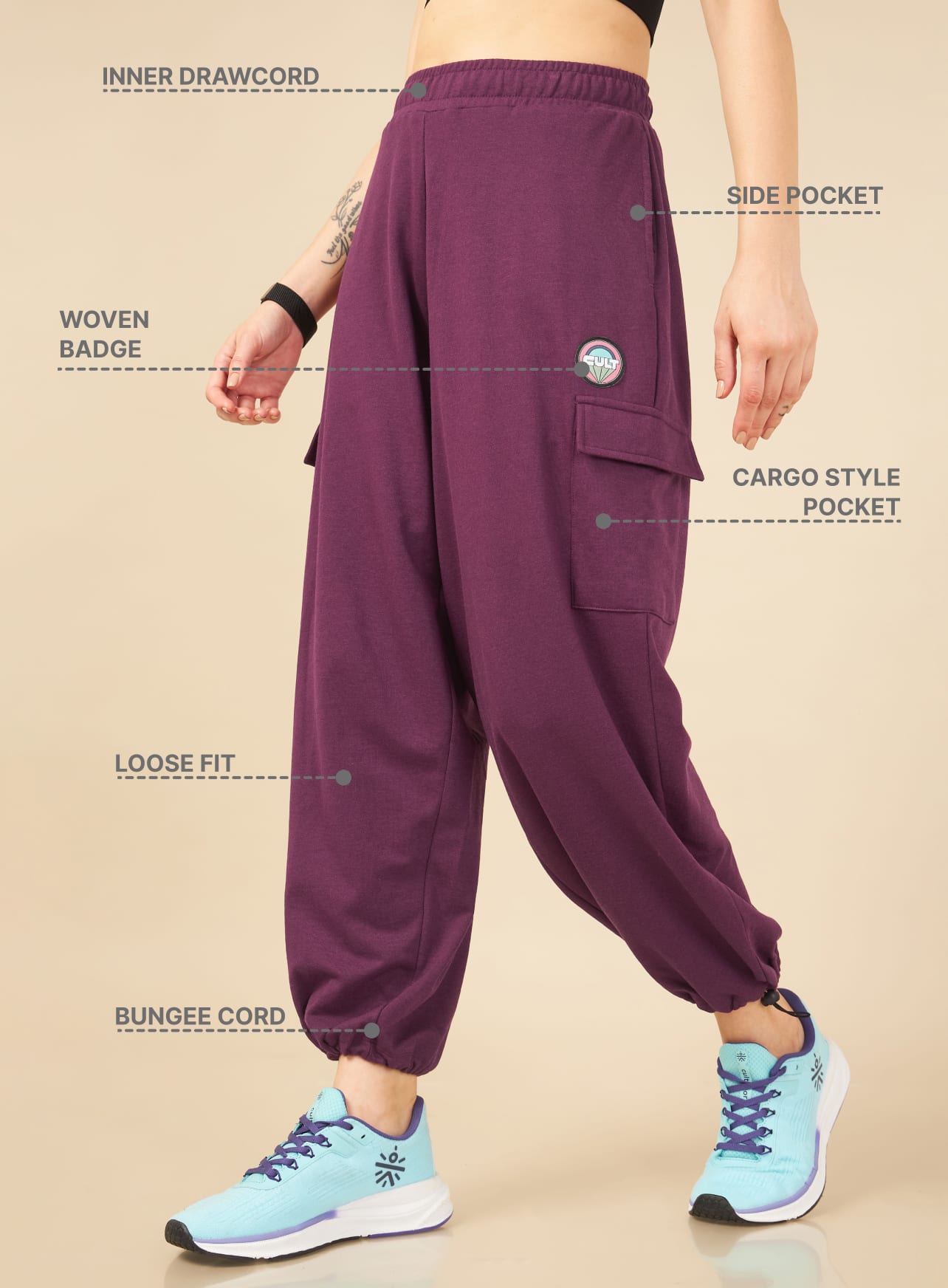 Women Maroon Club Utility Joggers
