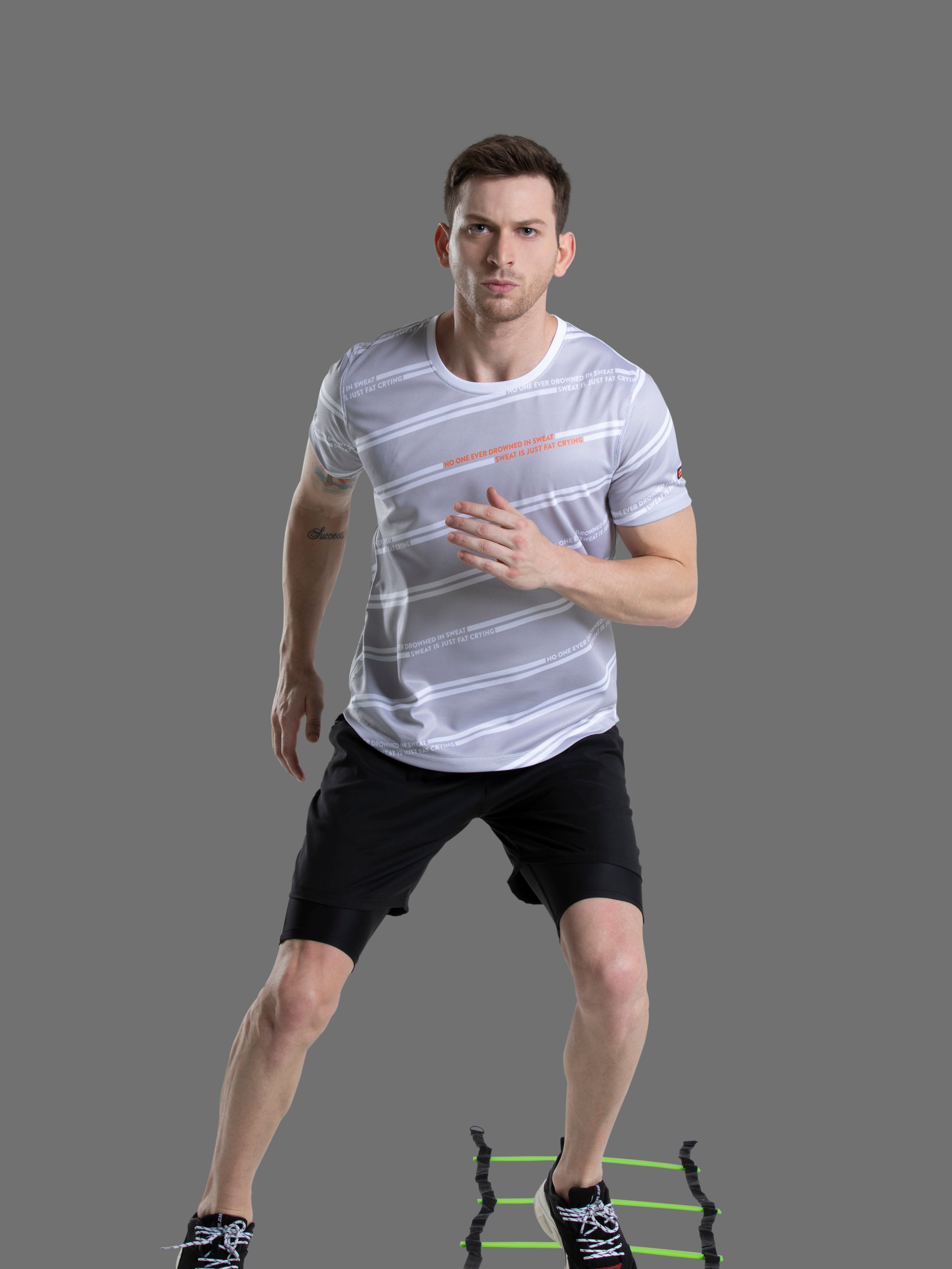 Sectioned Grey Running Tee