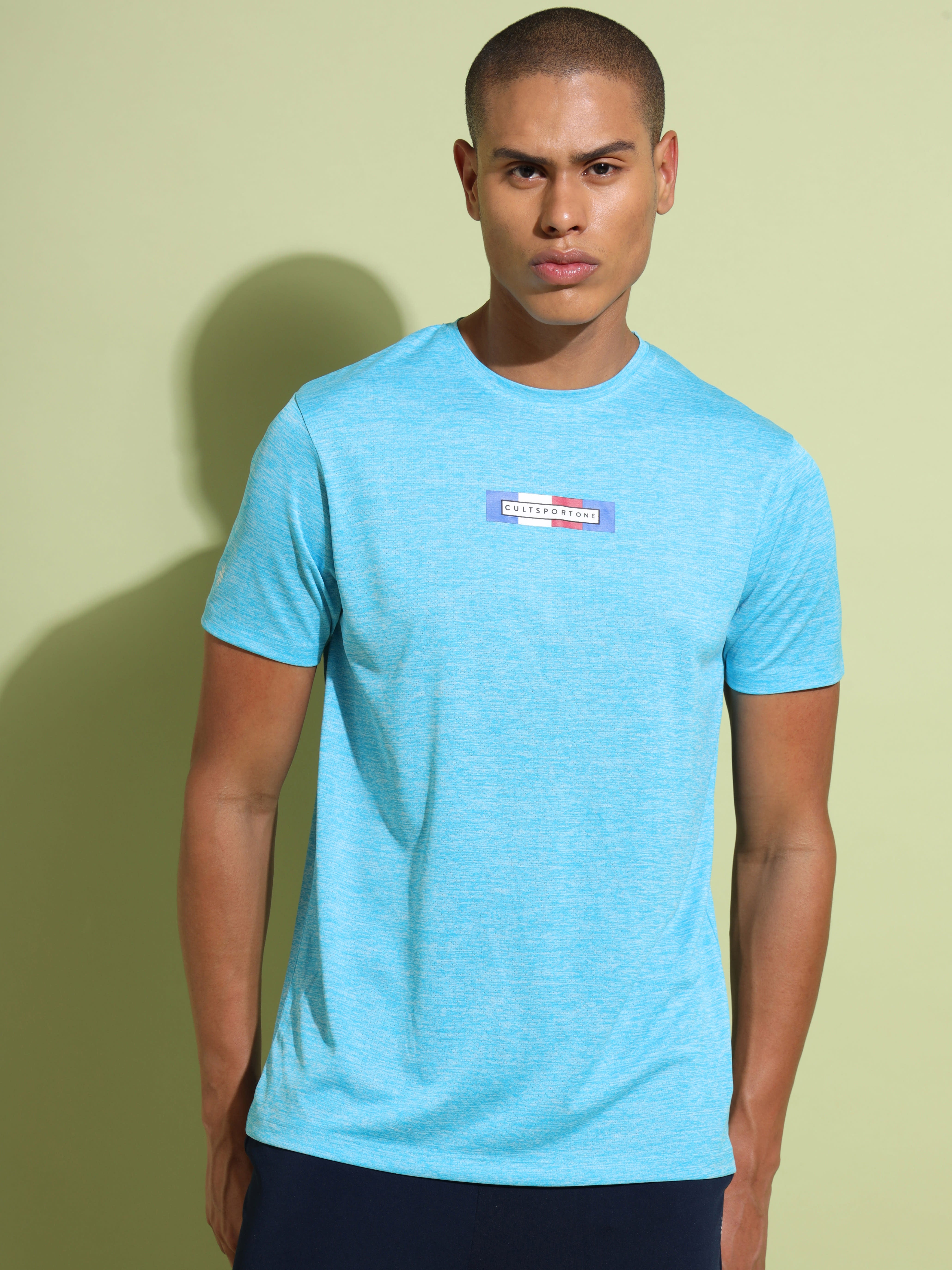 Melange Workout T-shirt with Graphic Print