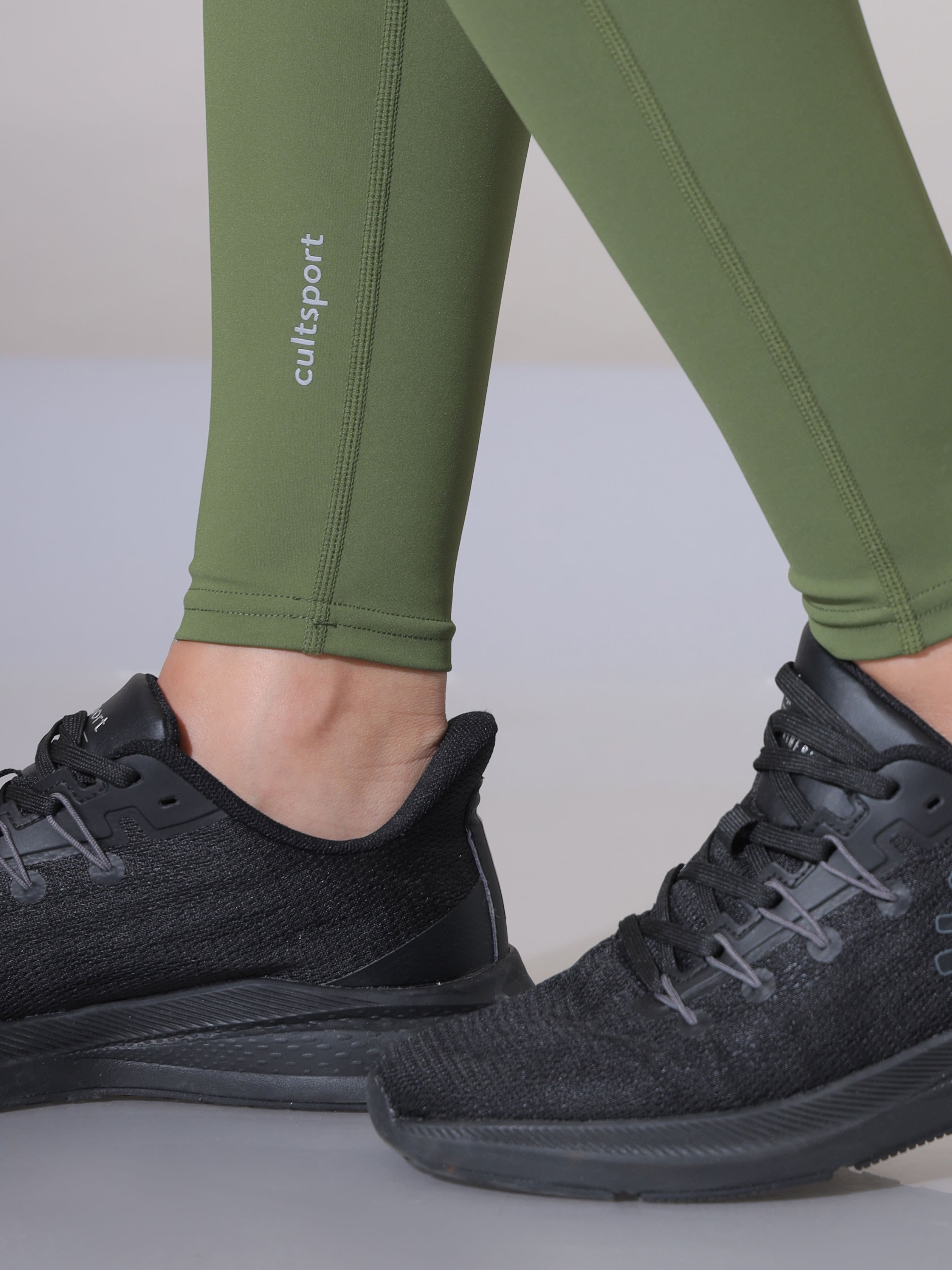 Olive Absolute Fit Solid Workout Tights