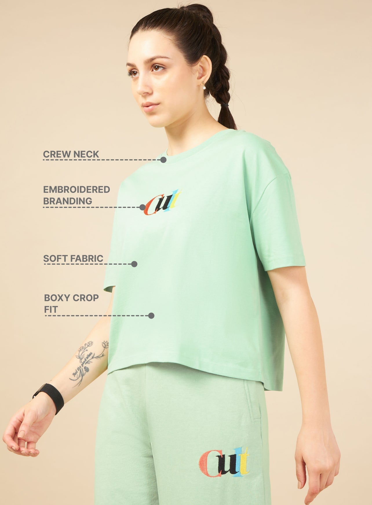 Women Green Cult club T-shirt