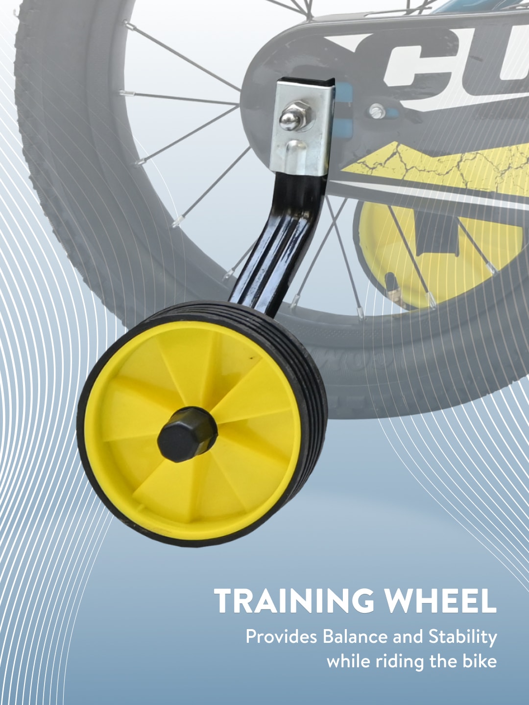 Throne 16T Steel Kids Bike with Rigid Fork, Single Wall Rim, V brakes, Chain Guard and Training Wheel, Yellow Blue