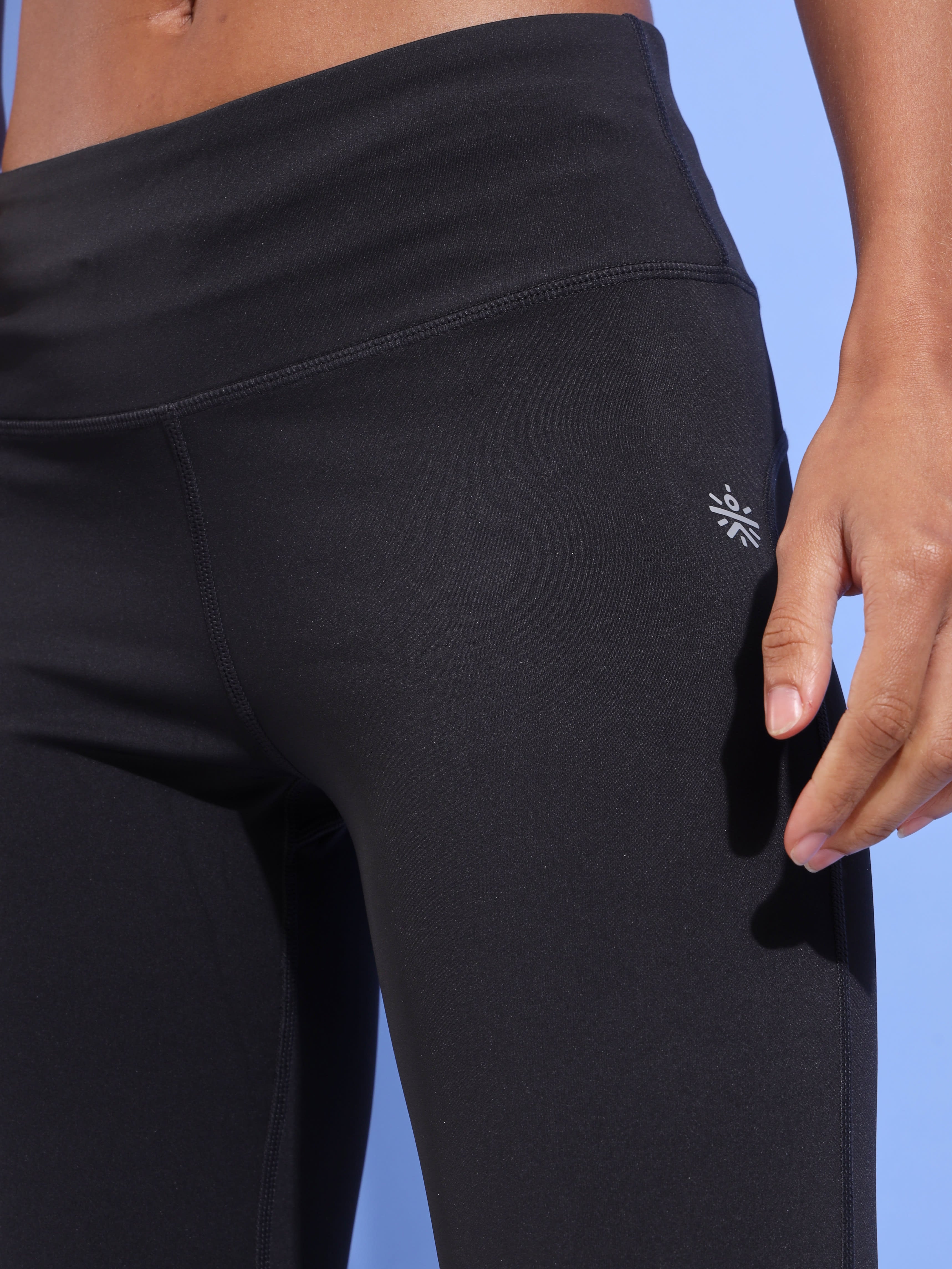 Black All Day High Rise Solid 3/4th Tights