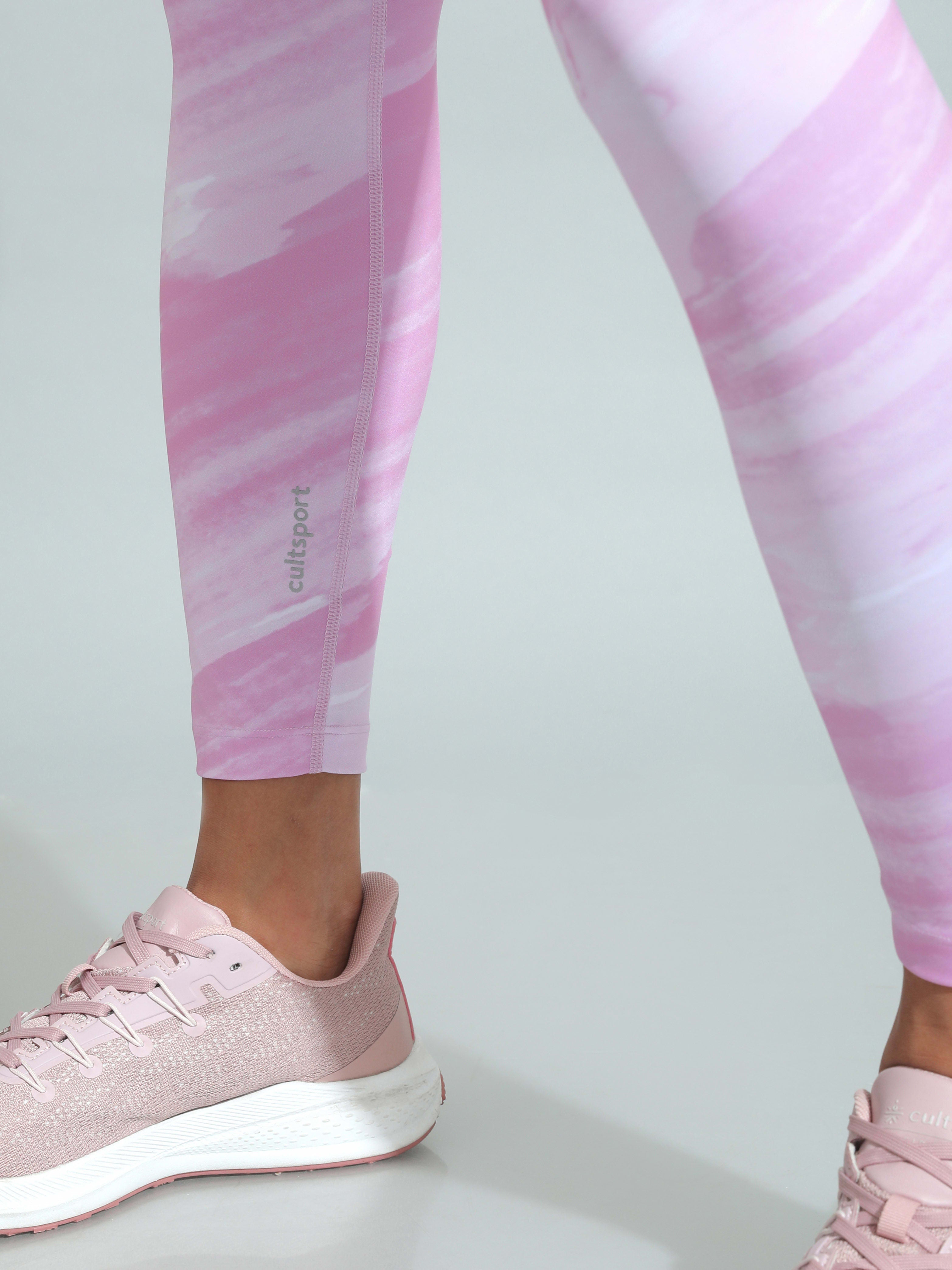 Pink Brushstroke Print Tights