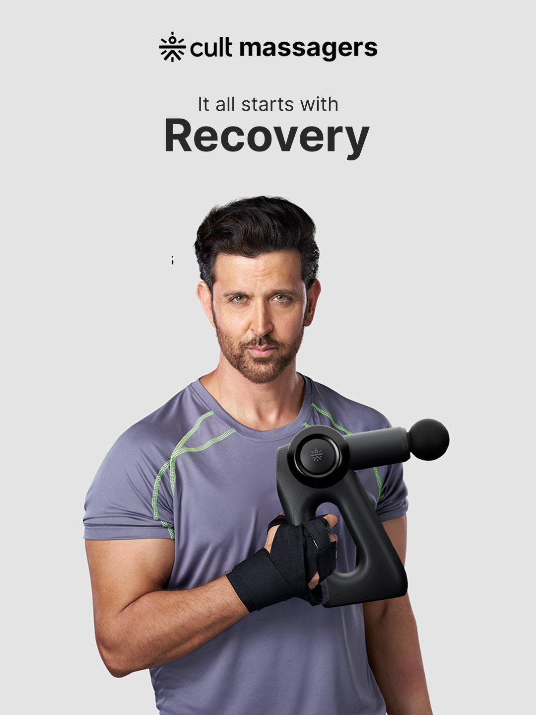 Cult Nitro, Full Body Professional Gun Massager, BLDC Motor, Rotatable Arm, QuietMotion Tech, 4 Interchangeable heads, 5 Speed levels, Silicone head, premium bag.