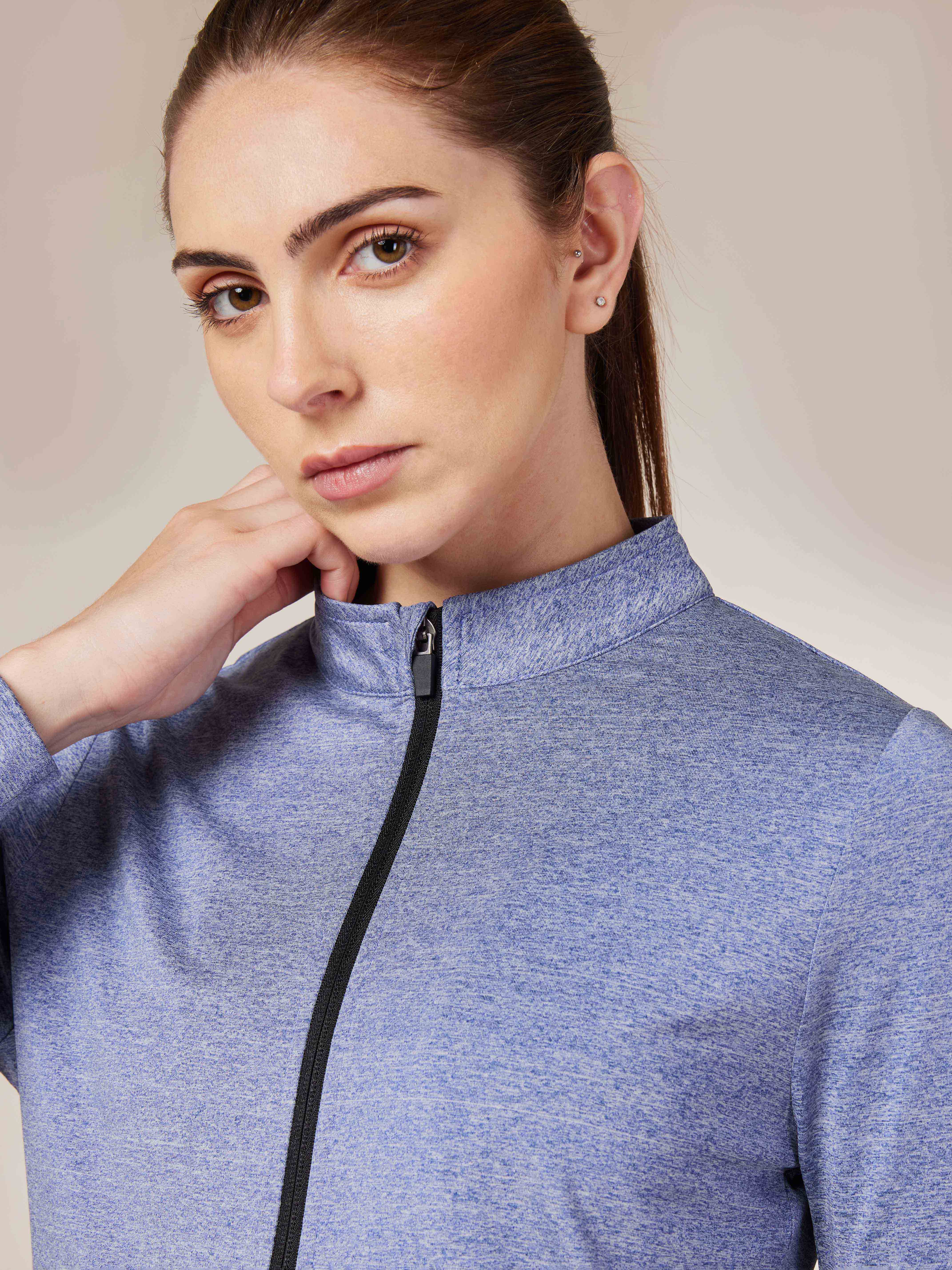 Women's Purple Melange Training Essential Jacket