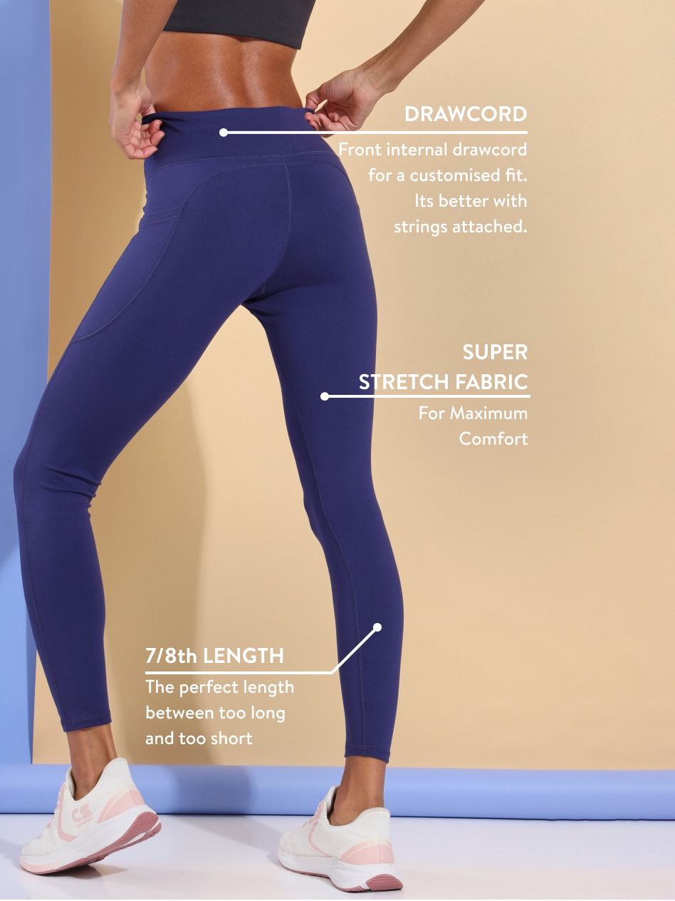 AbsoluteFit Essential Navy Tights With Pockets