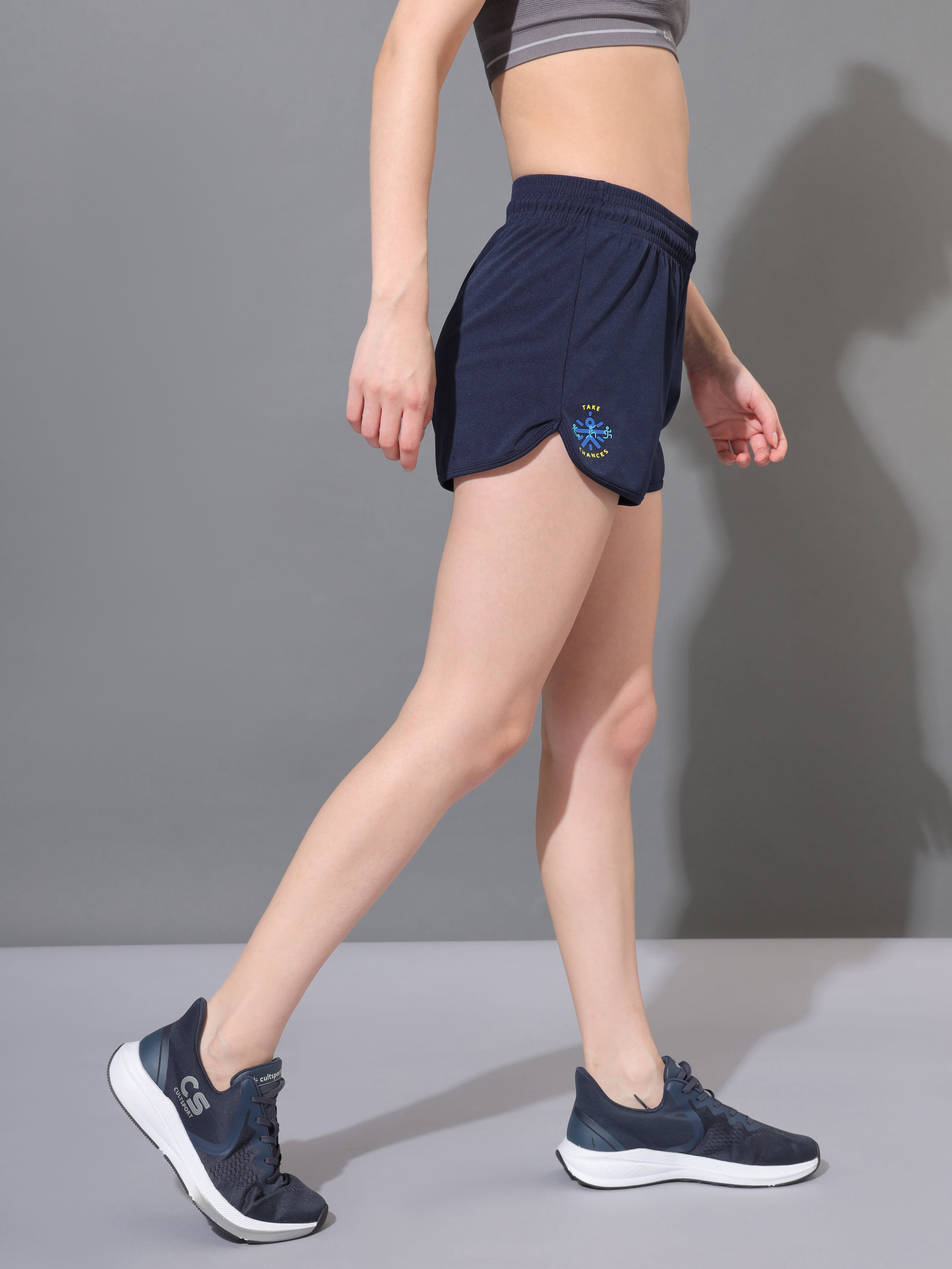 Solid Shorts with Graphic Print