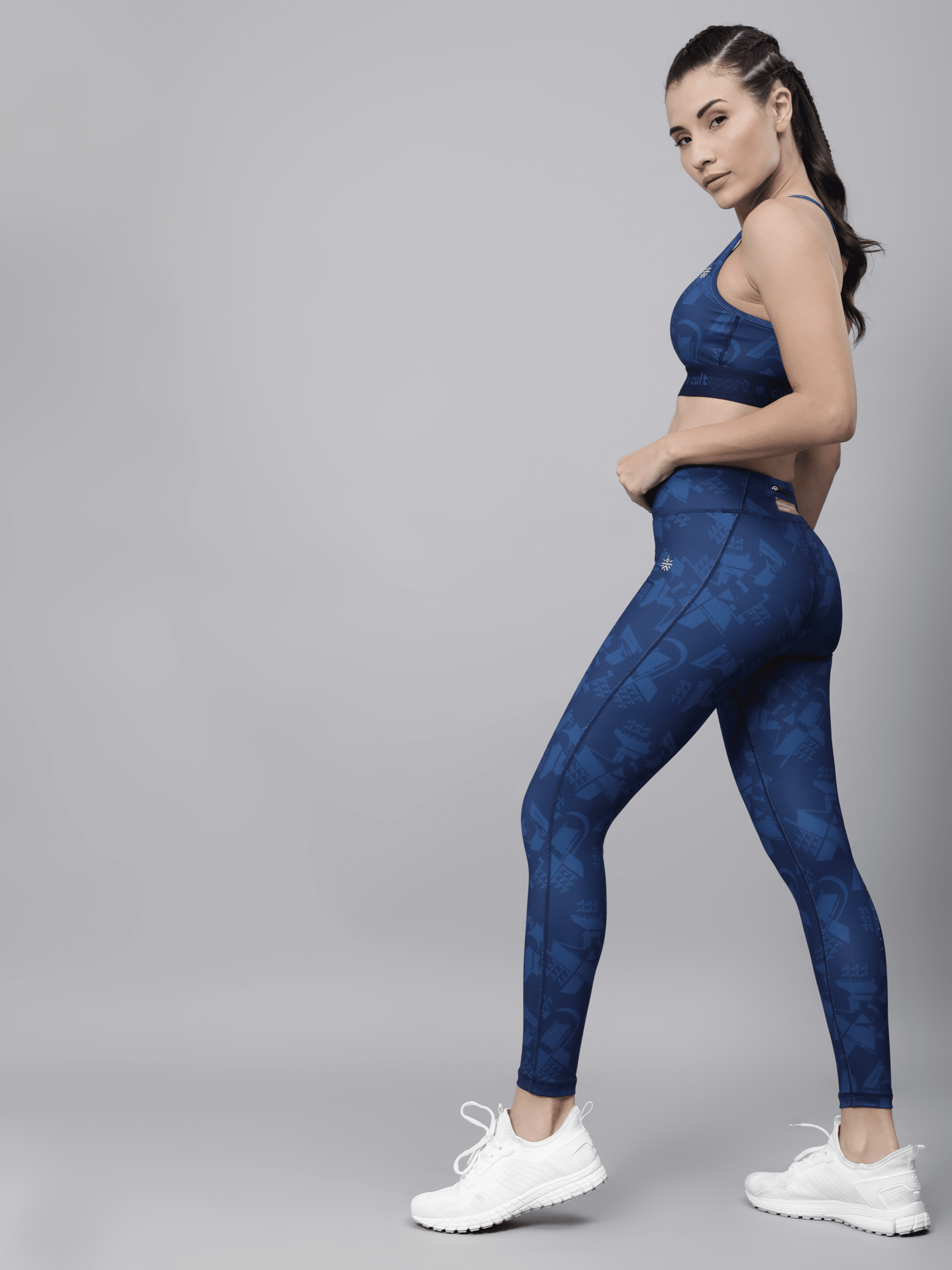 Absolute Fit Abstract Navy Print Tights