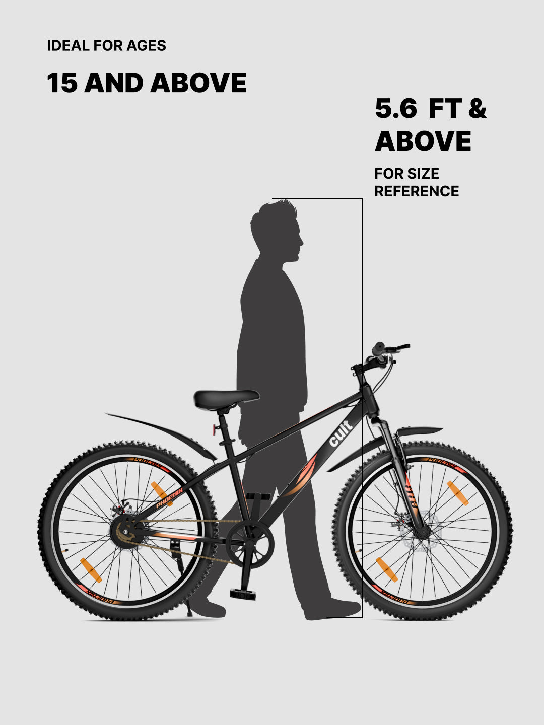 Cult Phoenix 29 inch Steel Mountain Bike with Dual Disc Brake and Front Suspension, Black