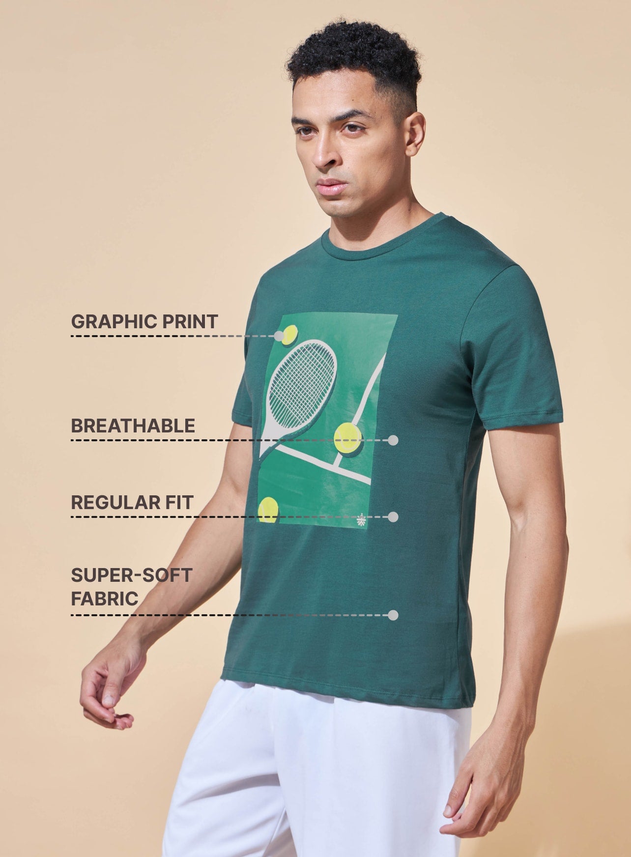 Tennis Court Side Print T-shirt