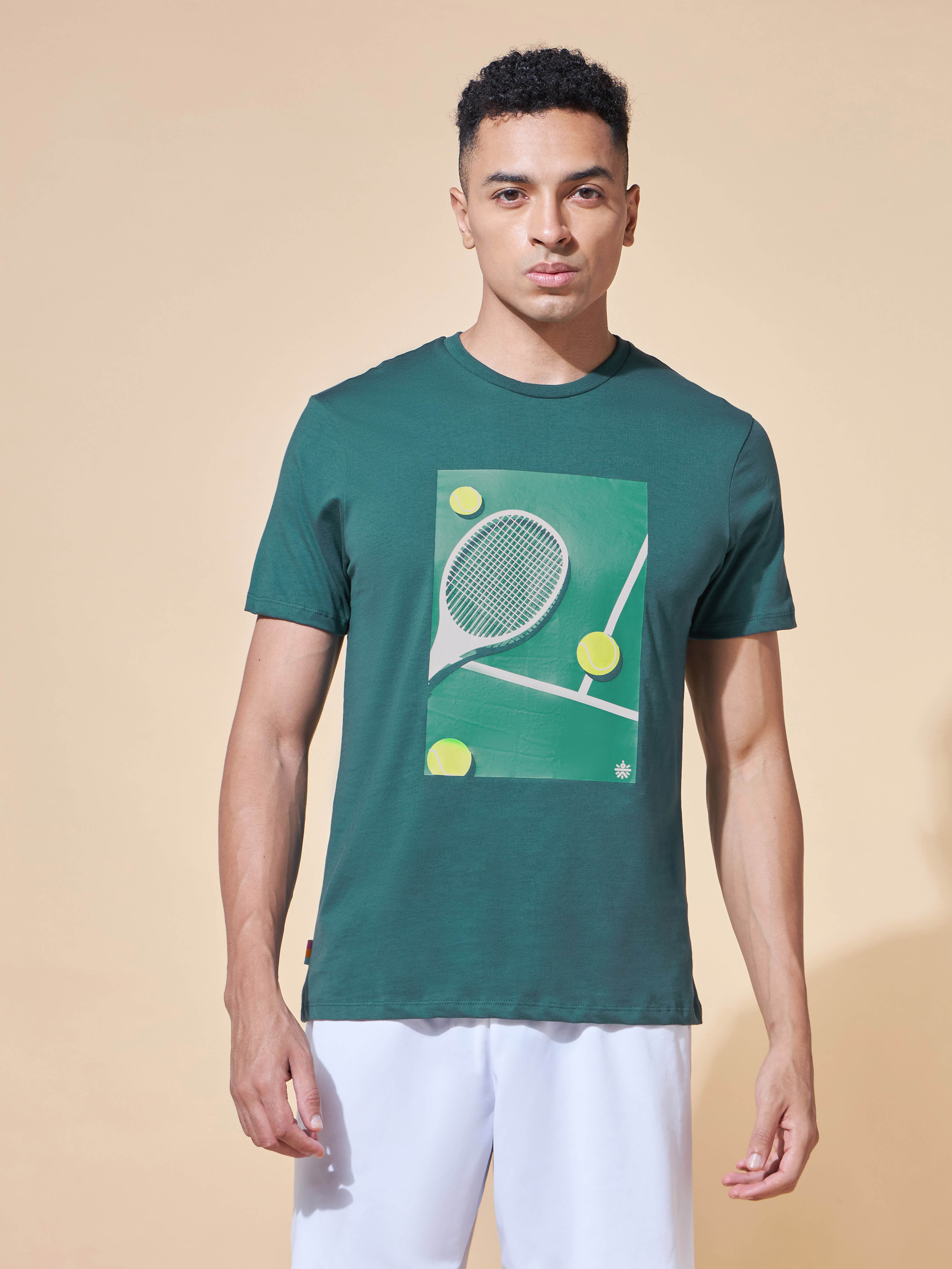 Tennis Court Side Print T-shirt