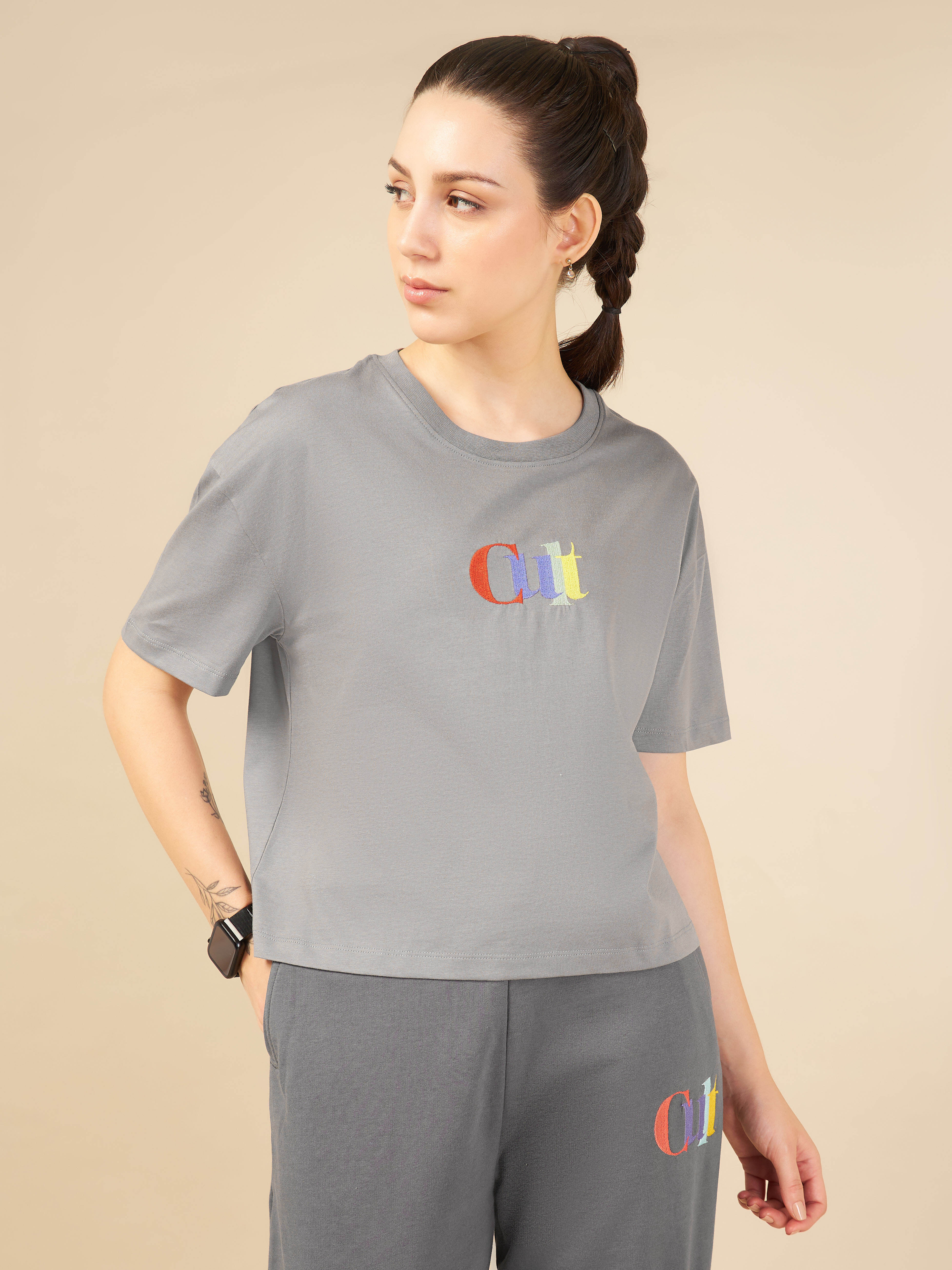 Women Grey Cult club T-shirt