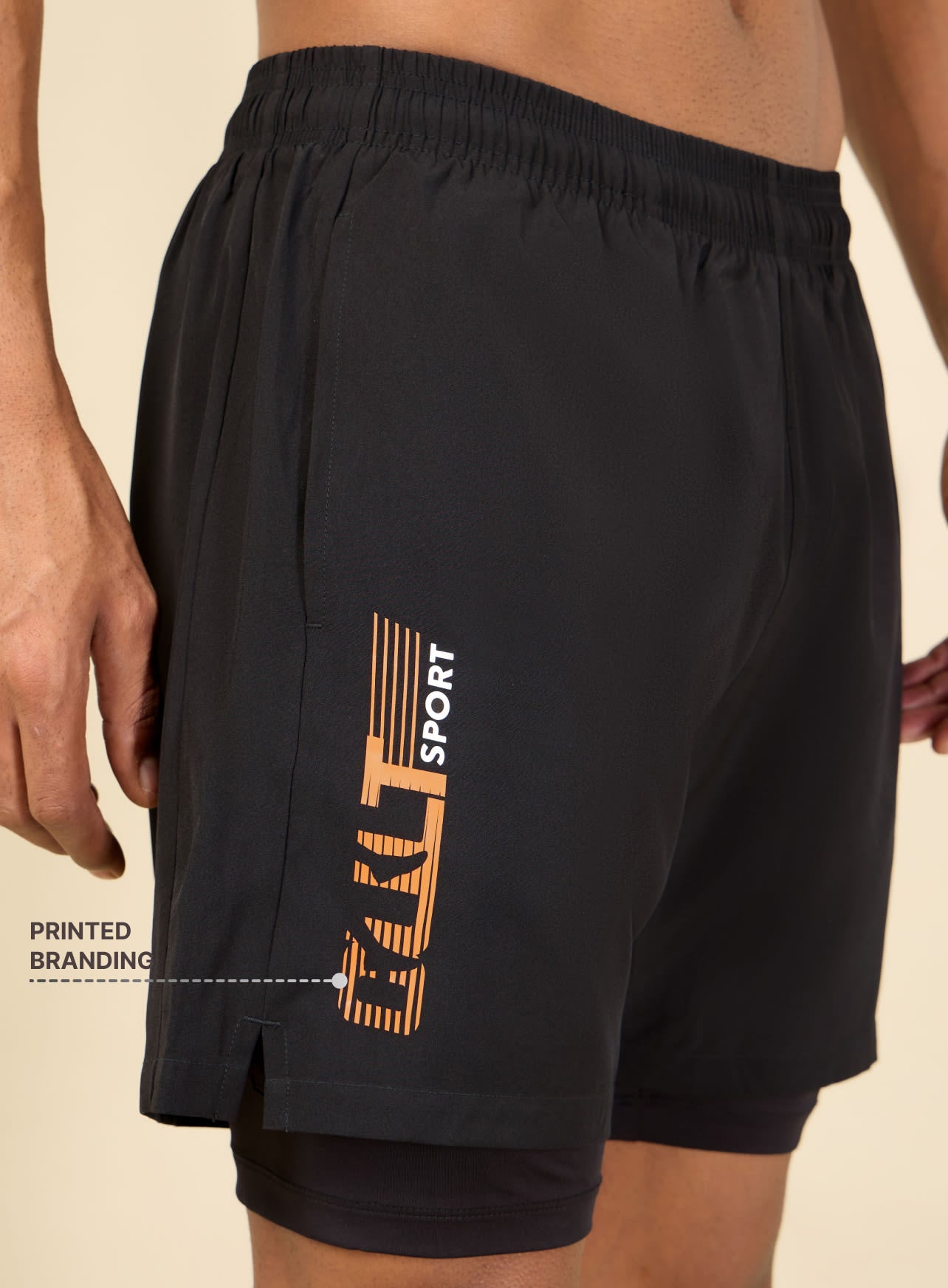 Typographic Print Shorts with Inner Tights