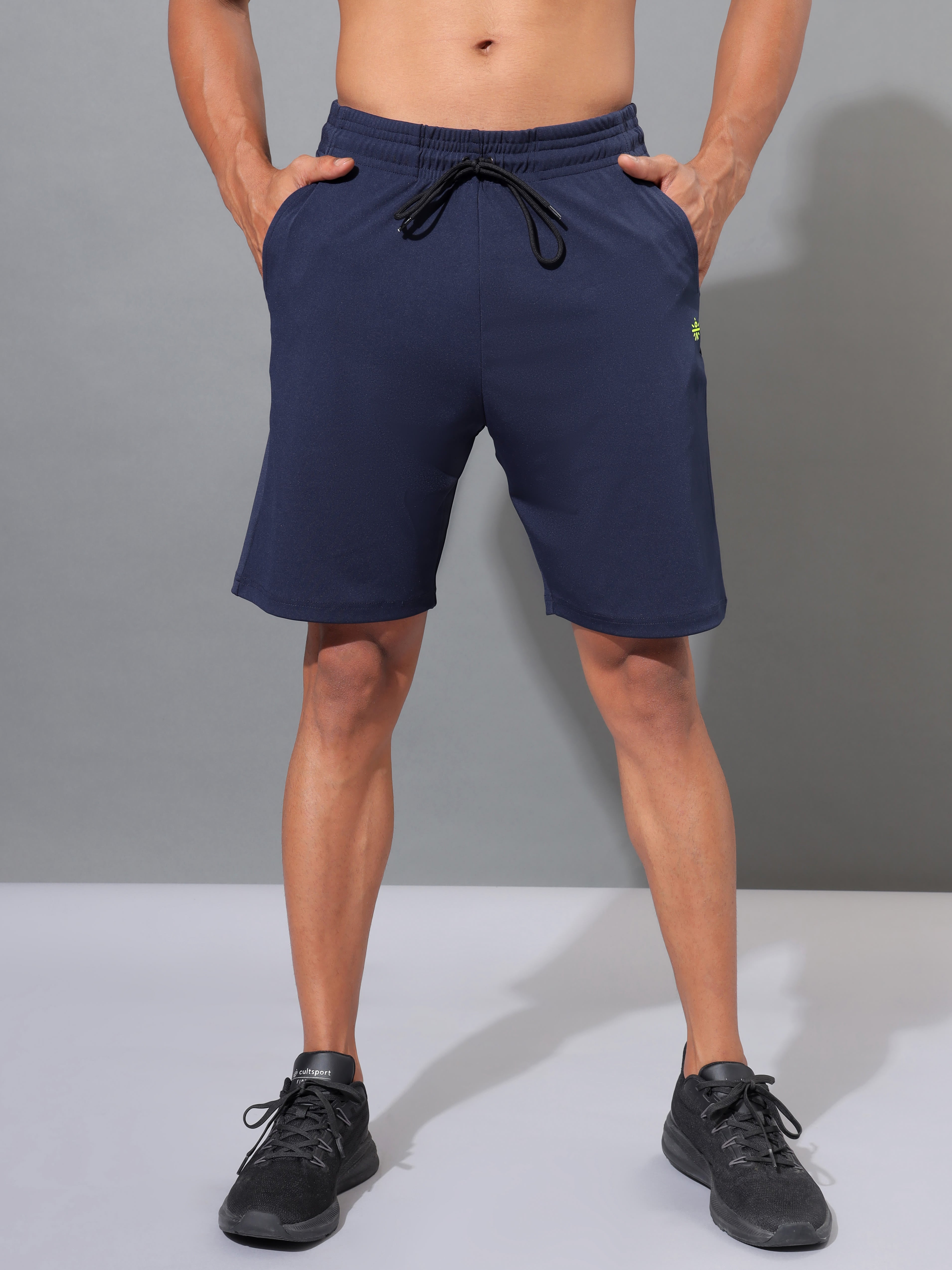 Solid Workout Shorts with Side Pockets