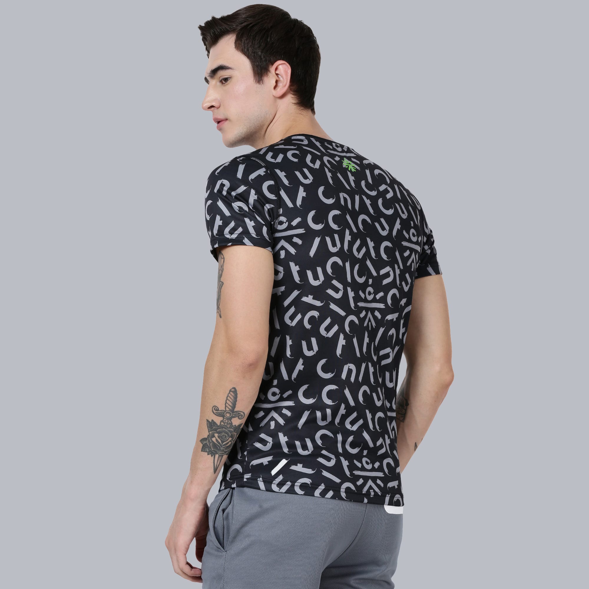 Code Alphabet Black Running Tee