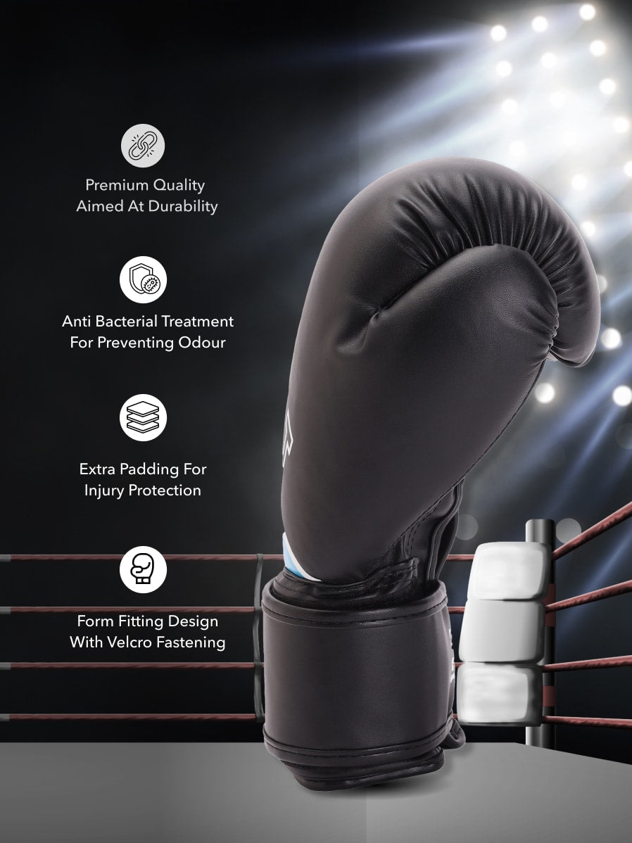 cult PVC Boxing Gloves for Men & Women Foam Padding Thickness 25 mm Punching Bag Gloves for Boxing, Training, Kickboxing, Muay Thai, MMA Blue White