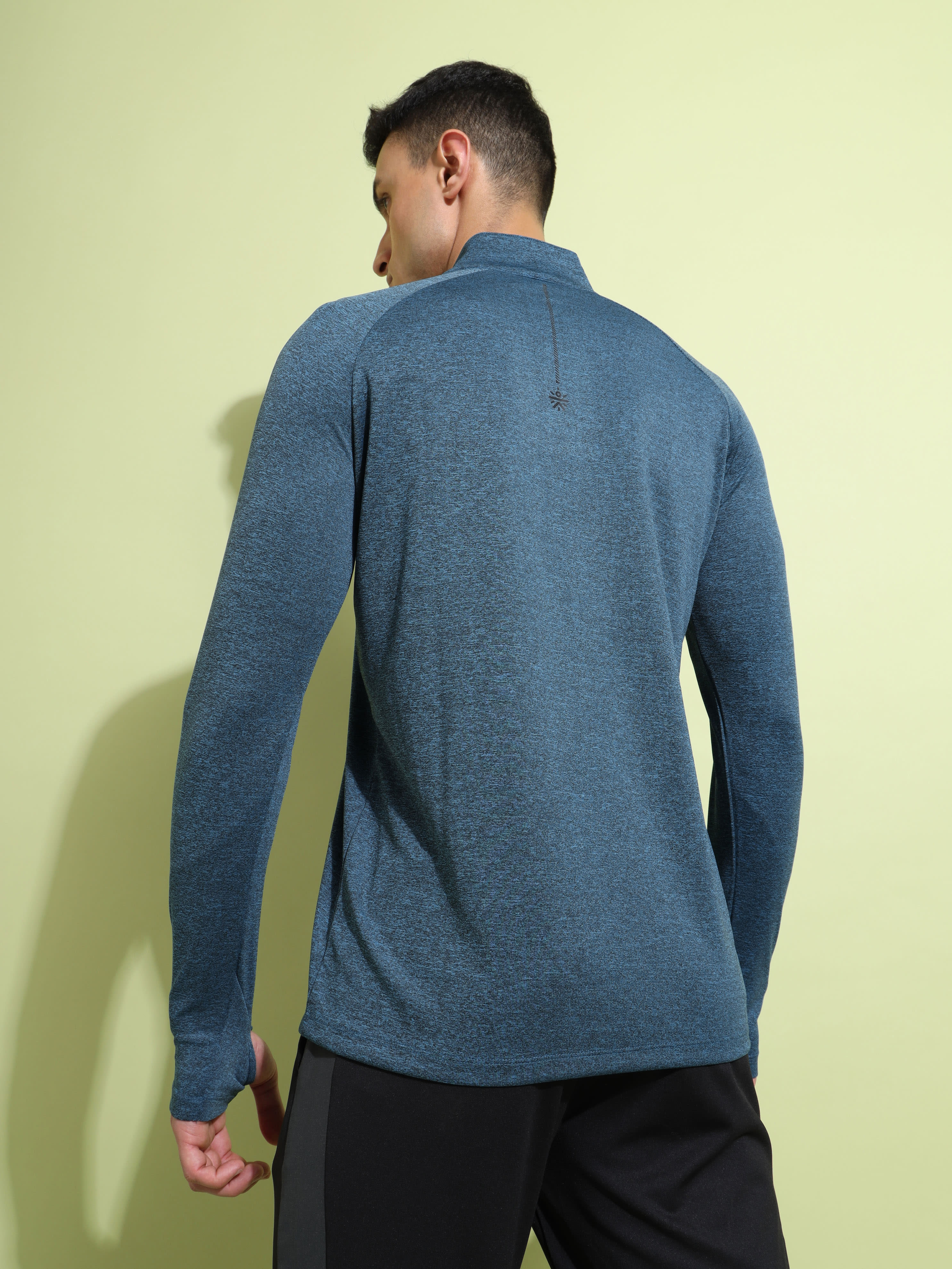 Melange High Neck T-shirt with Thumbholes