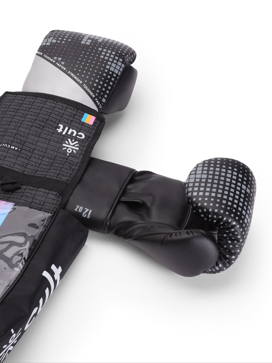 cult PVC Boxing Gloves for Men & Women Foam Padding Thickness 25mm Punching Bag Gloves for Boxing, Training, Kickboxing, Muay Thai, MMA Grey