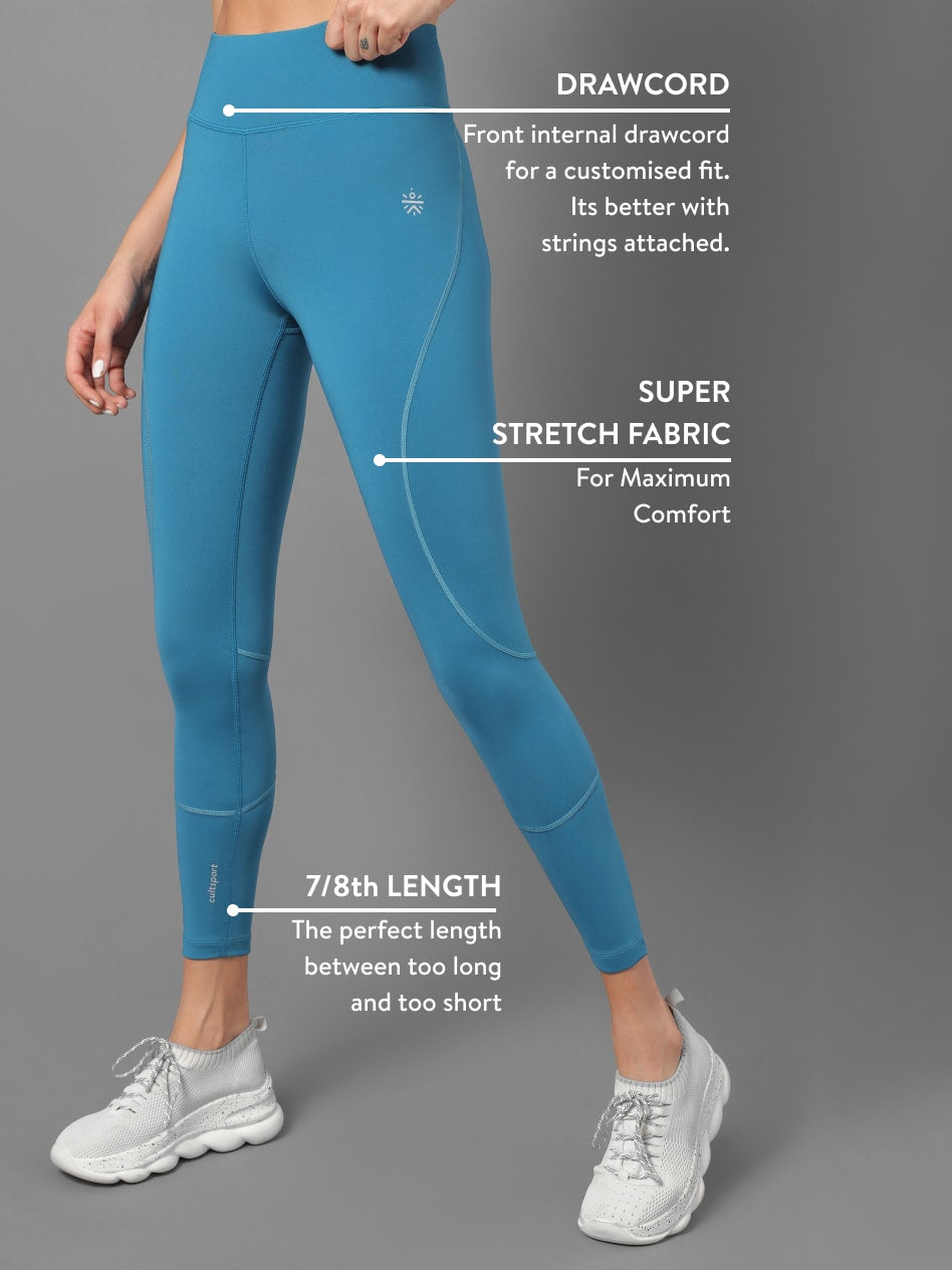 Shaded Spruce AbsoluteFit Curved Panel Workout Tights