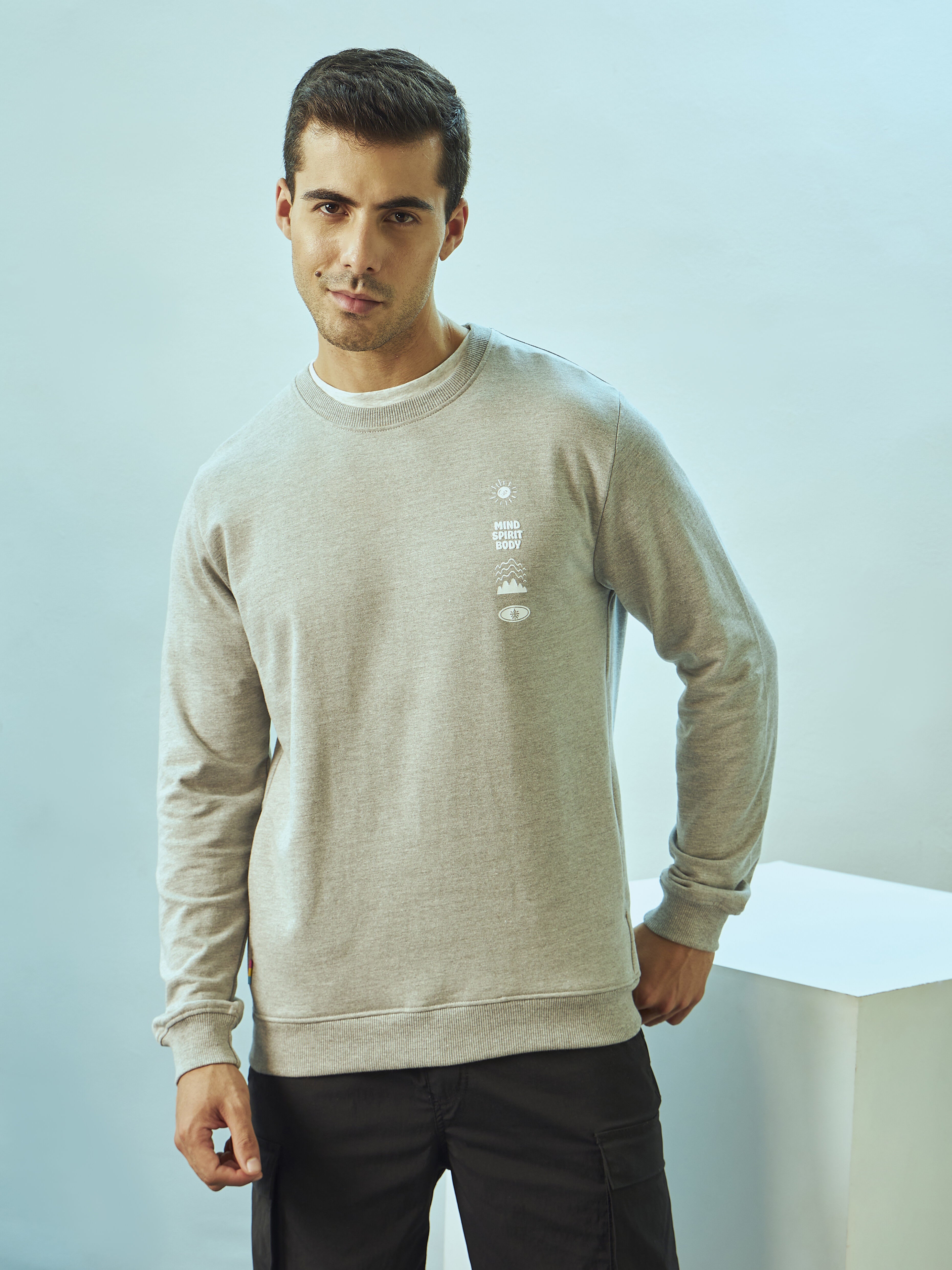 Crew Neck Sweatshirt with Side Pockets