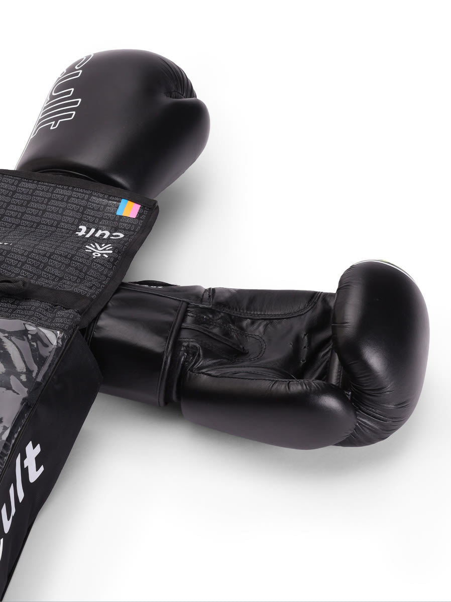 cult Premium Leather Boxing Gloves for Men & Women Foam Padding Thickness 35 mm Punching Bag Gloves for Boxing, Training, Kickboxing, Muay Thai, MMA Boxing Gloves Black & Green