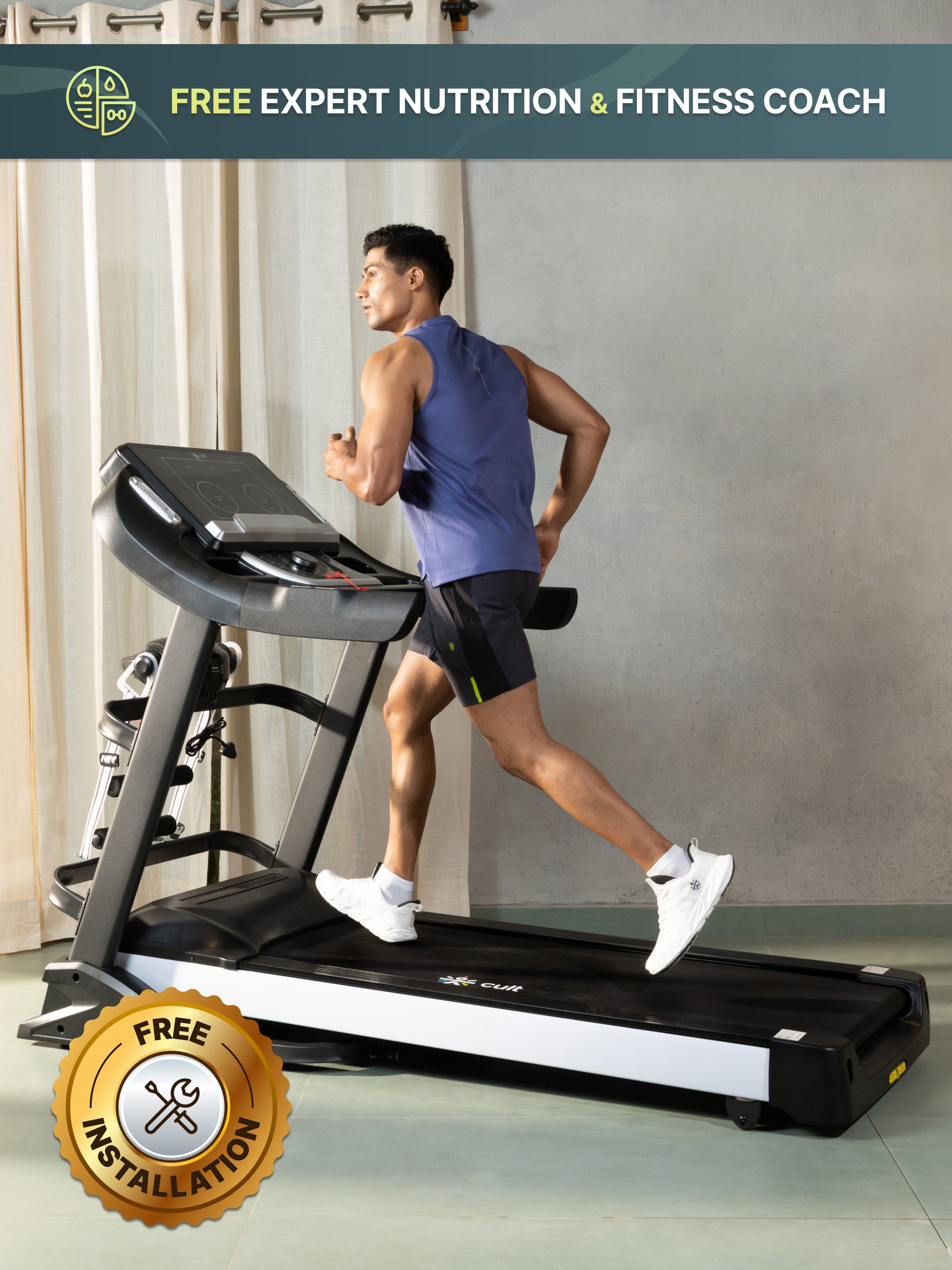 Smartrun Davie 7 HP Peak Treadmill | 15-level Auto-Incline & Massager | Max Weight-150kg | Max Speed-20kmph (with 6 Months Extended Warranty)