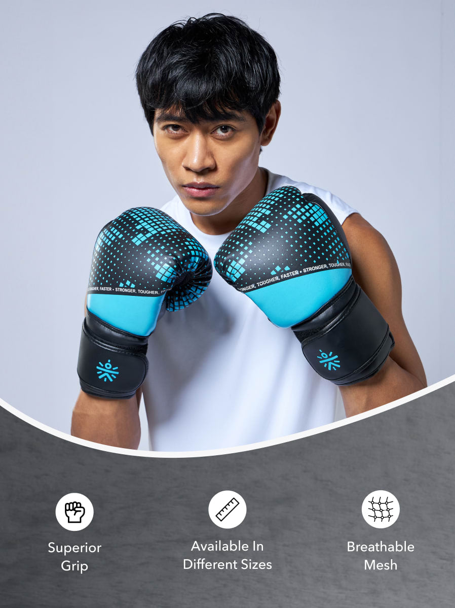 cult PVC Boxing Gloves for Men & Women Foam Padding Thickness 25 mm Punching Bag Gloves for Boxing, Training, Kickboxing, Muay Thai, MMA Black Blue