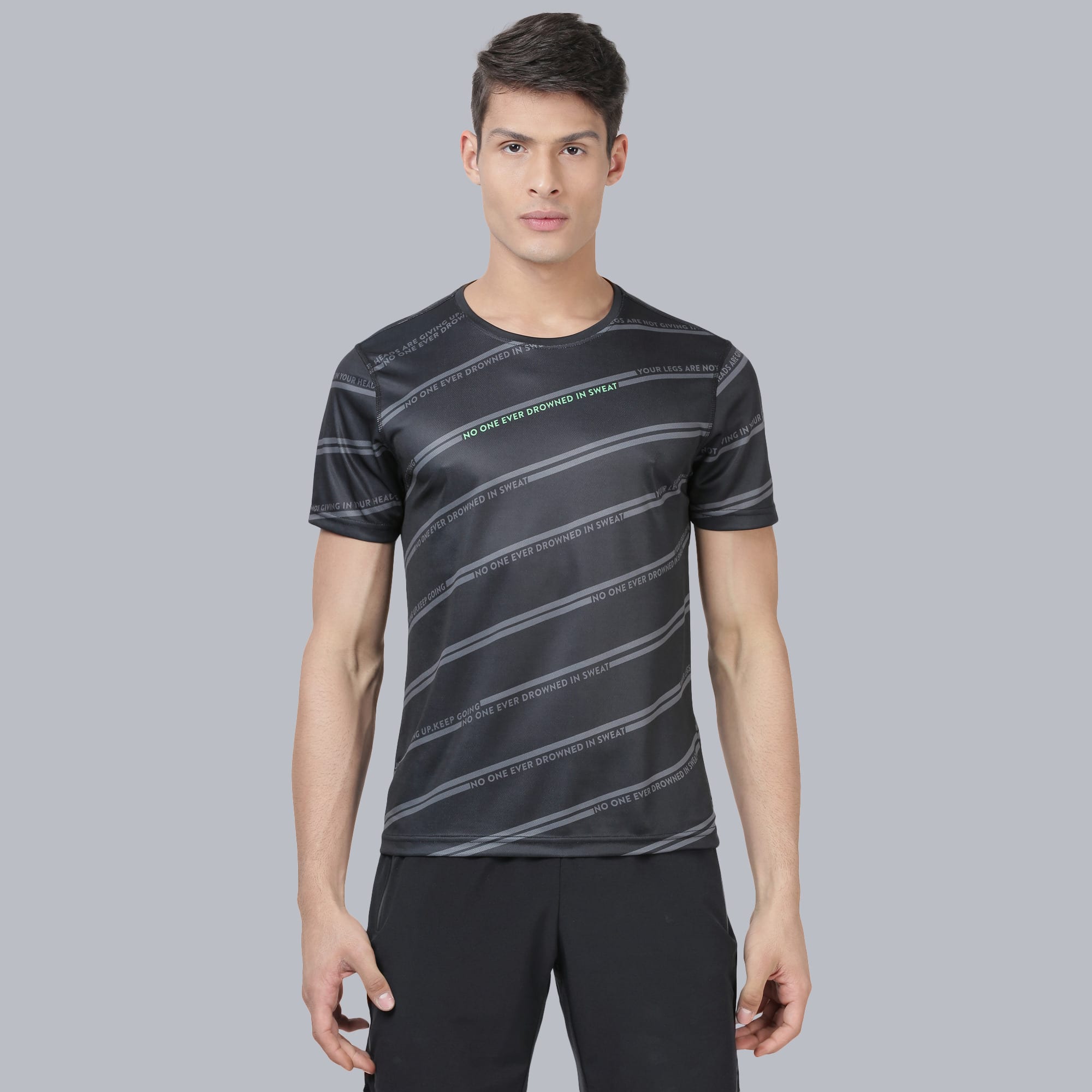Code Diagonal Black Running Tee