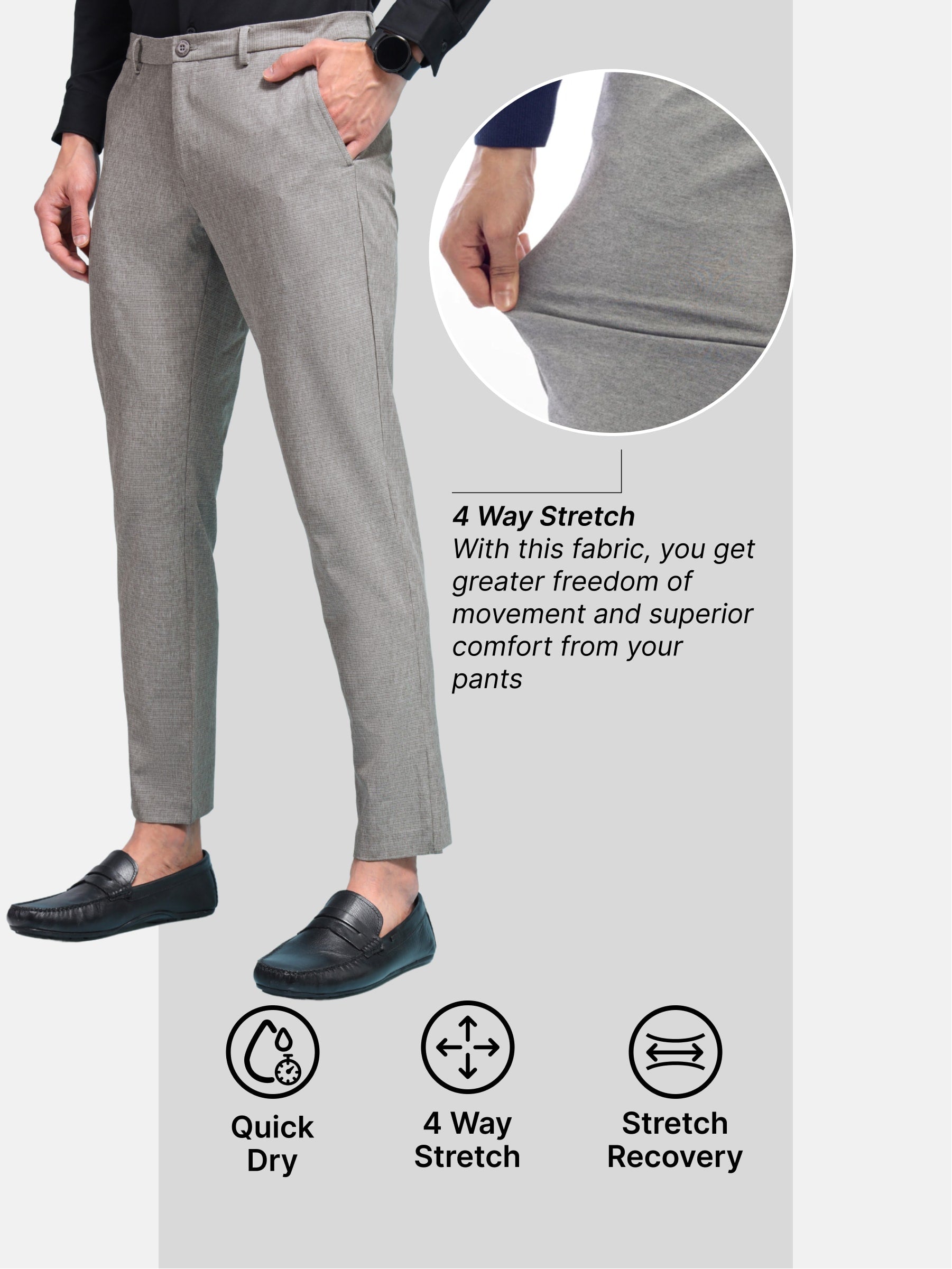 Striped 4 Way Stretch Lightweight Pants