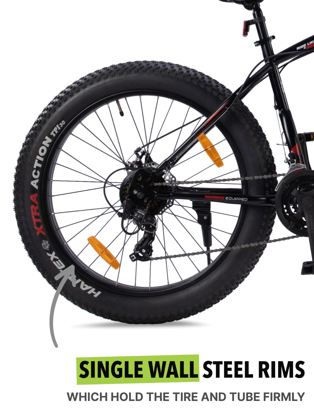 Monstro 26T Fat Bike – 21 Speed Shimano Gear, Front Suspension, Dual Disc Brake, Black