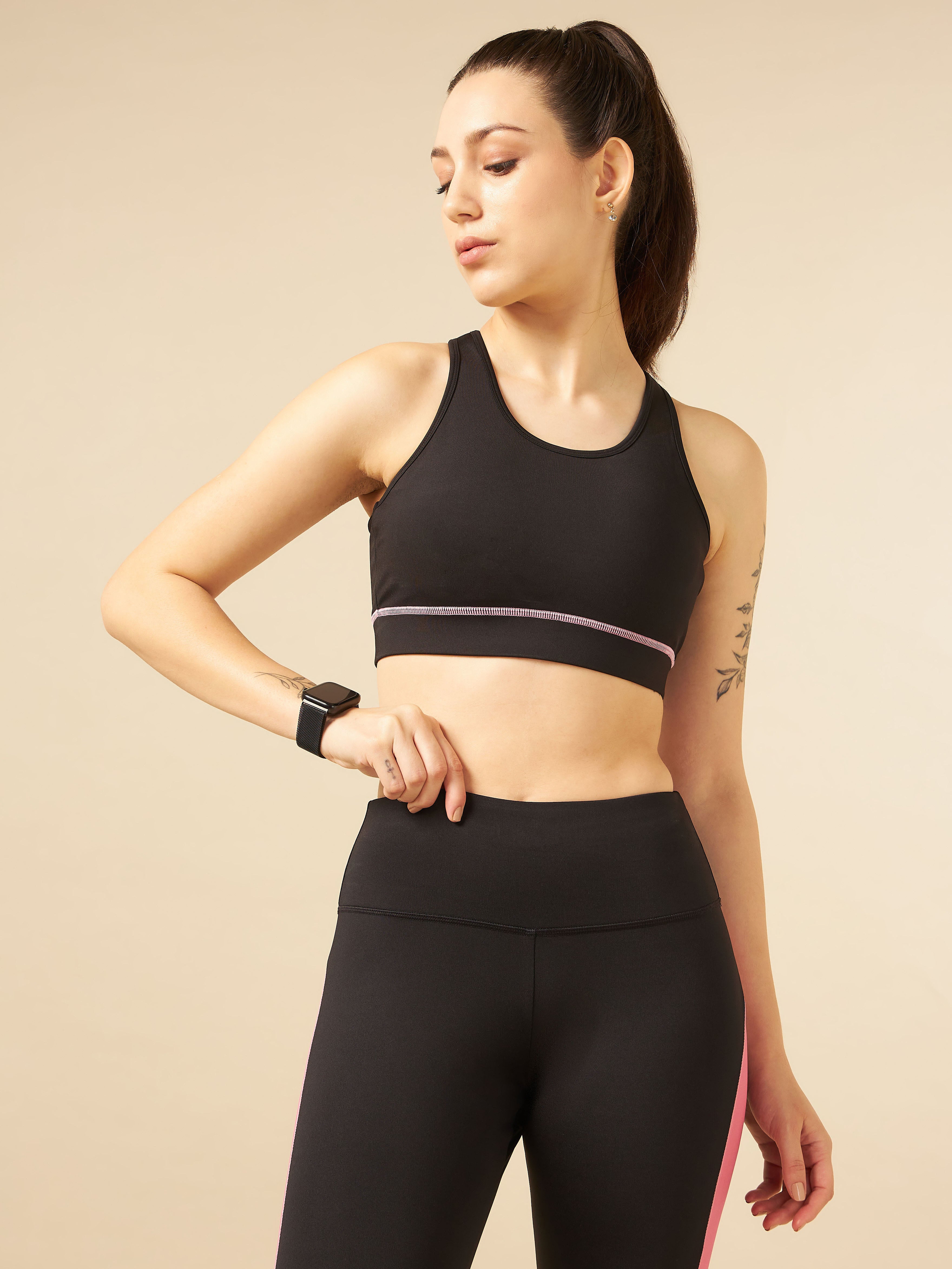 Black Train-in Medium Support Sports Bra