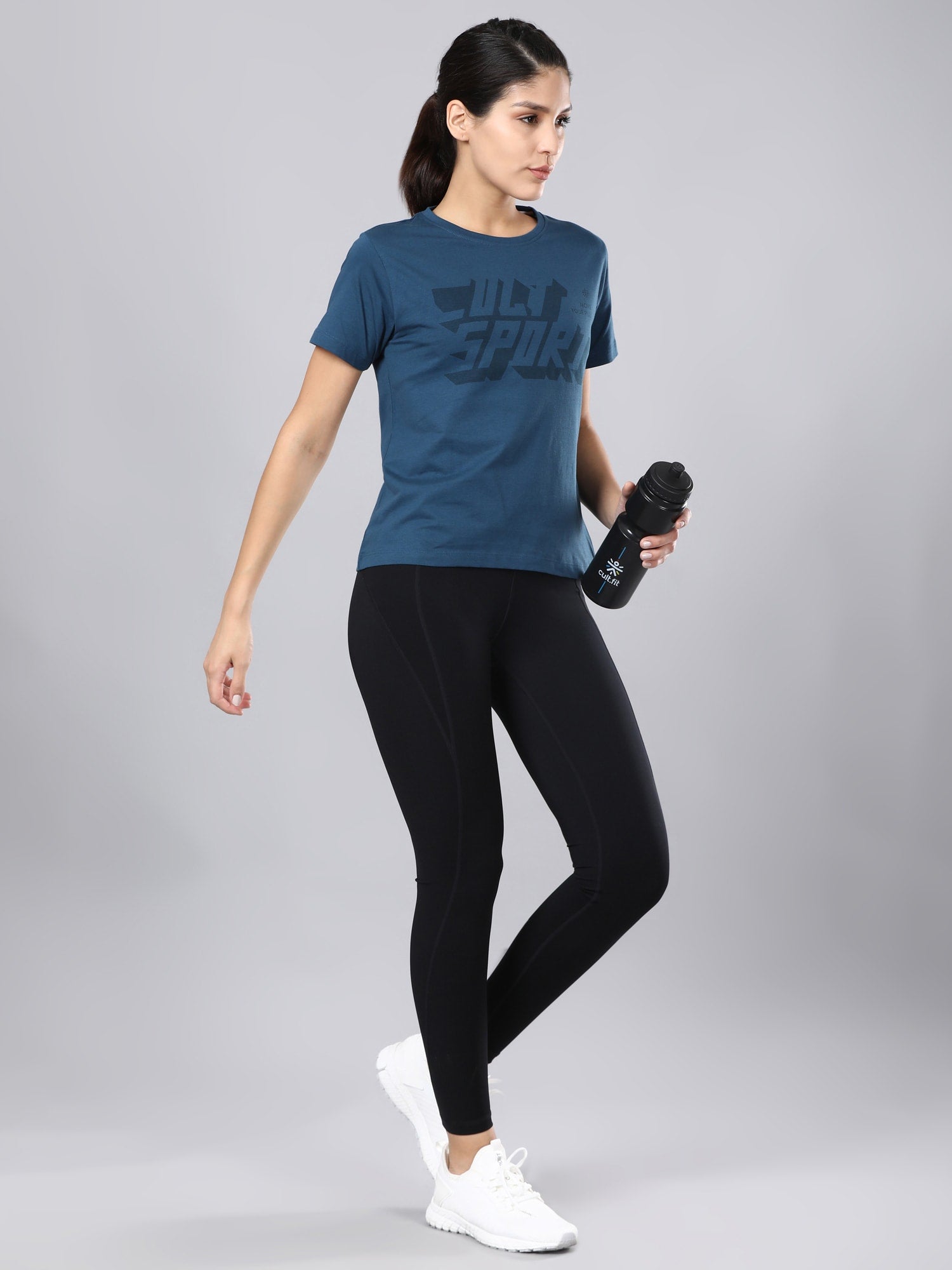 Flydry Cotton Dark Teal Cropped Workout Tee