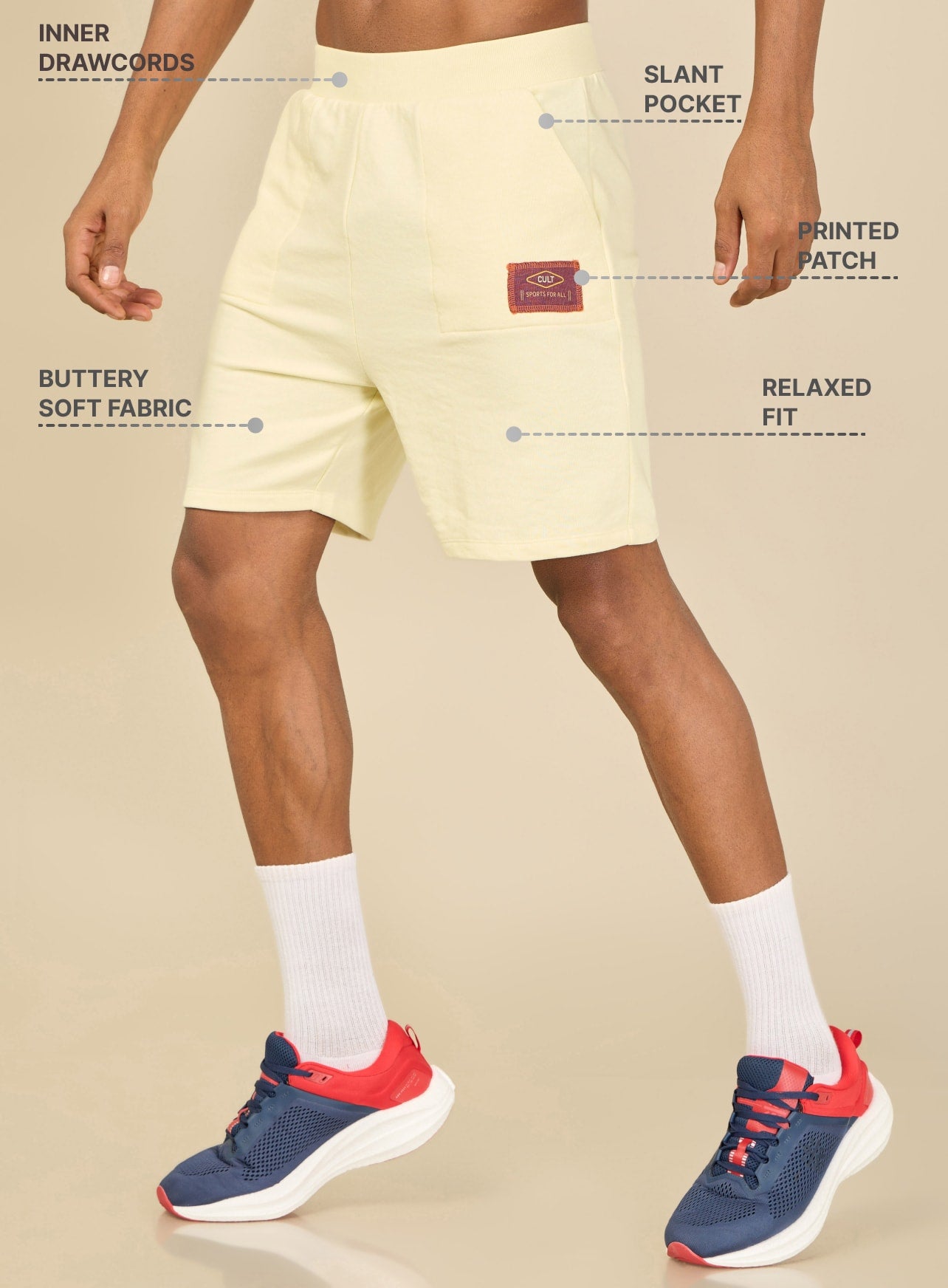 Men Beige Cult Club Shorts