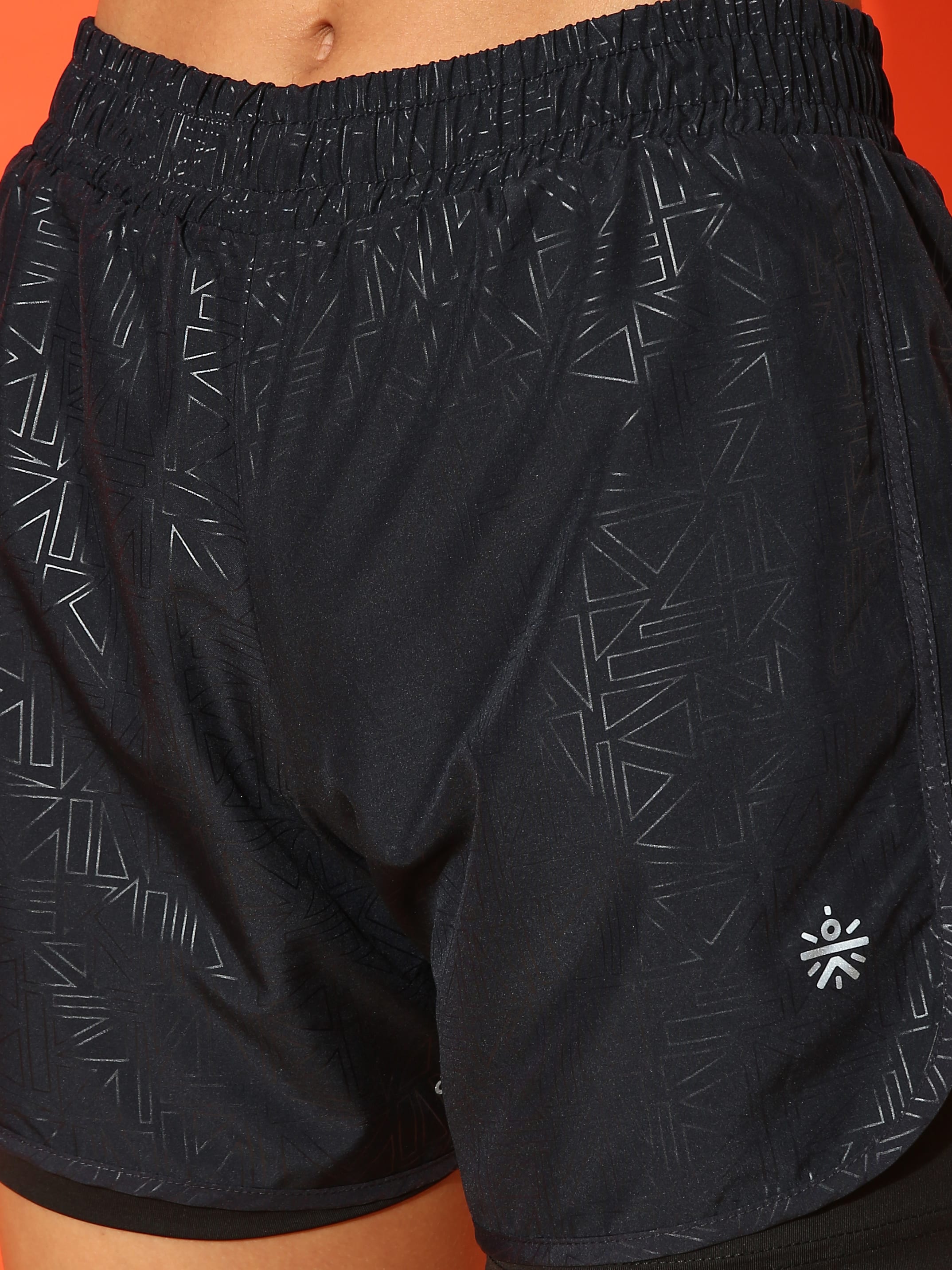 Printed Workout Shorts with Inner Tights