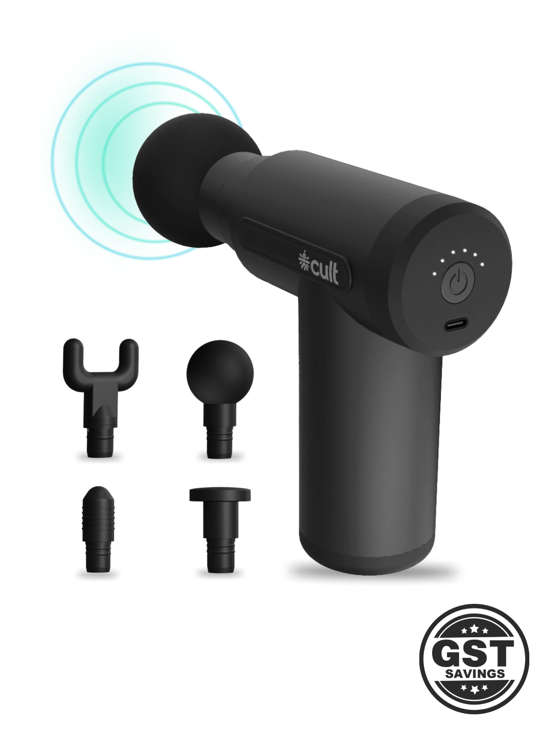 Cult Volt, Full Body Professional Gun Massager, QuietMotion Tech, Deep Tissue Percussions, 3000mAh battery, 6 Speed levels, Silicone head, Lightweight, Carry Pouch.