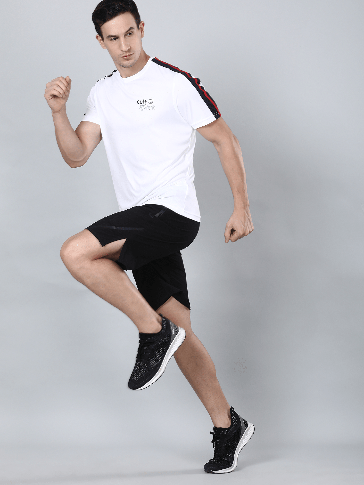 Signature Stripe White Gym Tee