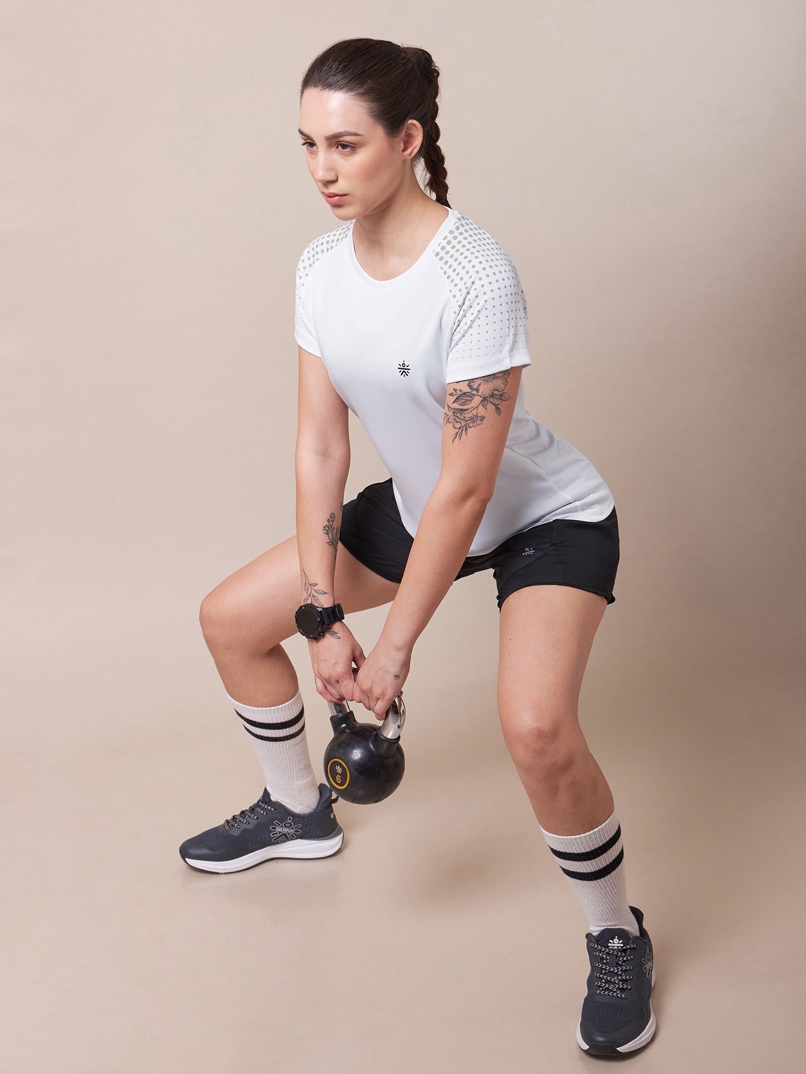 Halftone Print Raglan Workout T-shirt