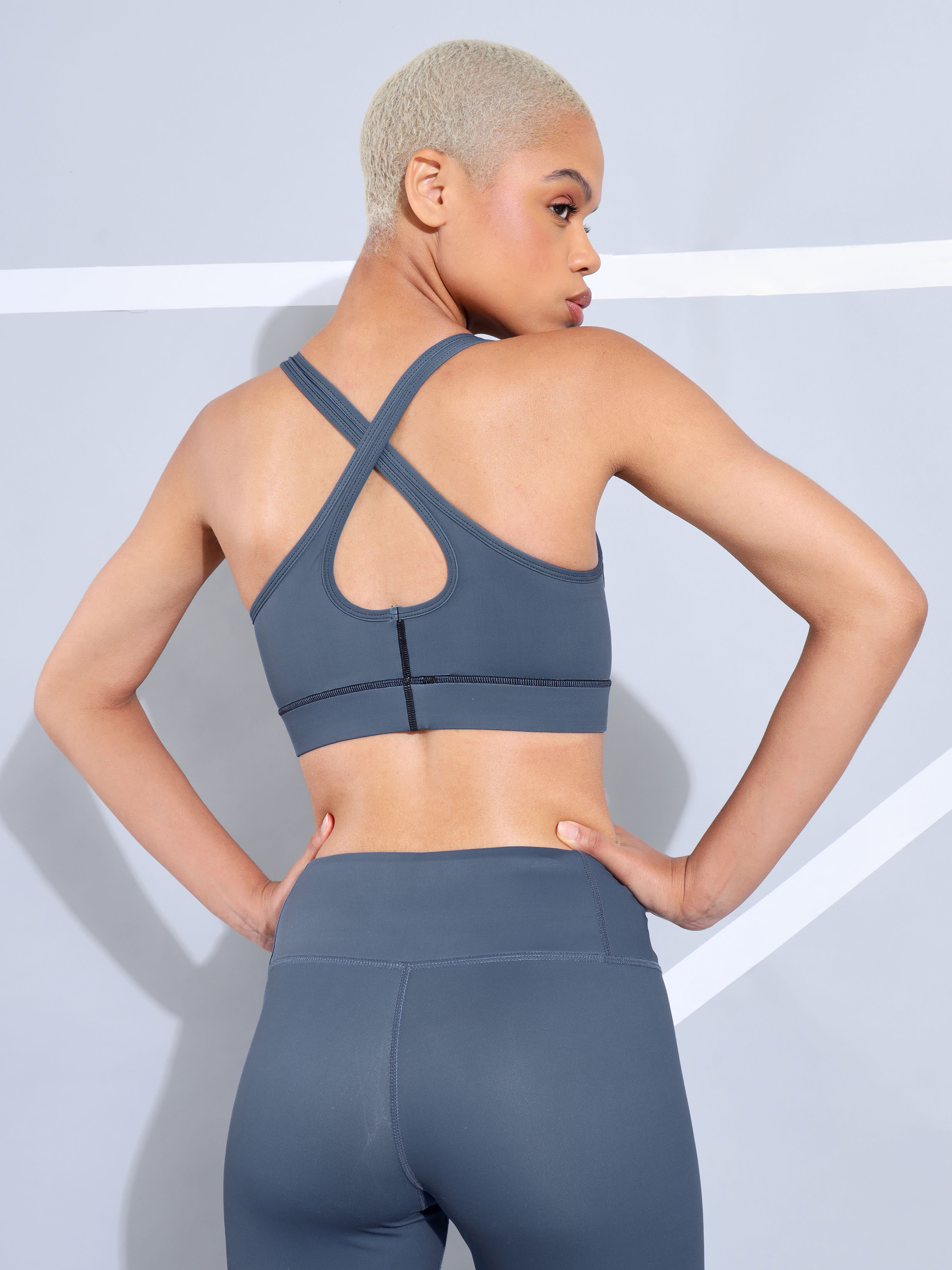 Typography Print Medium Impact Criss Cross Sports Bra