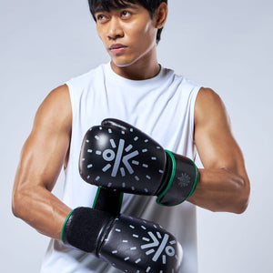 cult Premium Leather Boxing Gloves for Men & Women Foam Padding Thickness 35 mm Punching Bag Gloves for Boxing, Training, Kickboxing, Muay Thai, MMA Boxing Gloves Black/Green